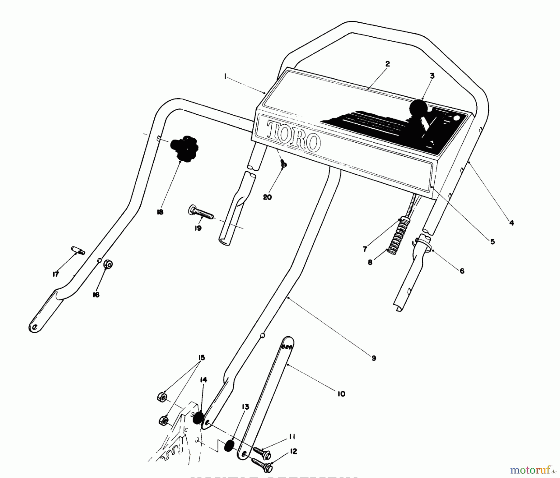  Toro Neu Mowers, Walk-Behind Seite 1 20584 - Toro Lawnmower, 1987 (7000001-7999999) HANDLE ASSEMBLY (USED ON UNITS WITH SERIAL NO. 7000101-7002011)