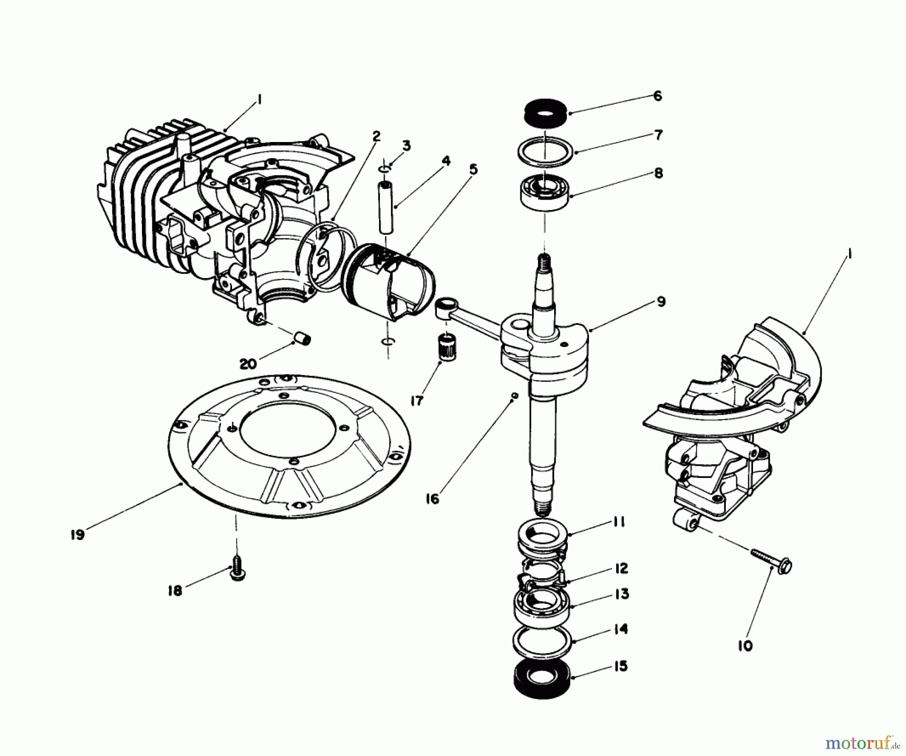  Toro Neu Mowers, Walk-Behind Seite 1 20584 - Toro Lawnmower, 1988 (8000001-8999999) CRANKSHAFT ASSEMBLY (ENGINE MODEL NO. 47PH7)