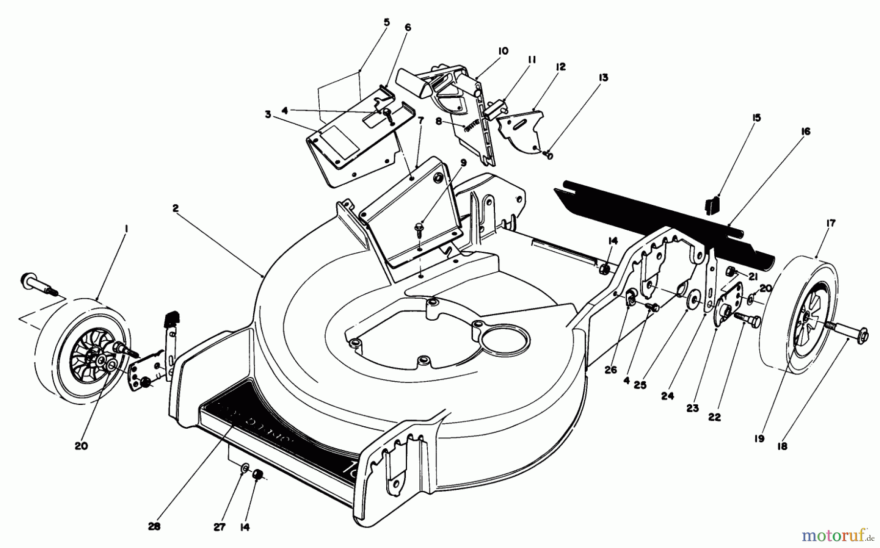  Toro Neu Mowers, Walk-Behind Seite 1 20586 - Toro Lawnmower, 1986 (6000001-6999999) HOUSING ASSEMBLY