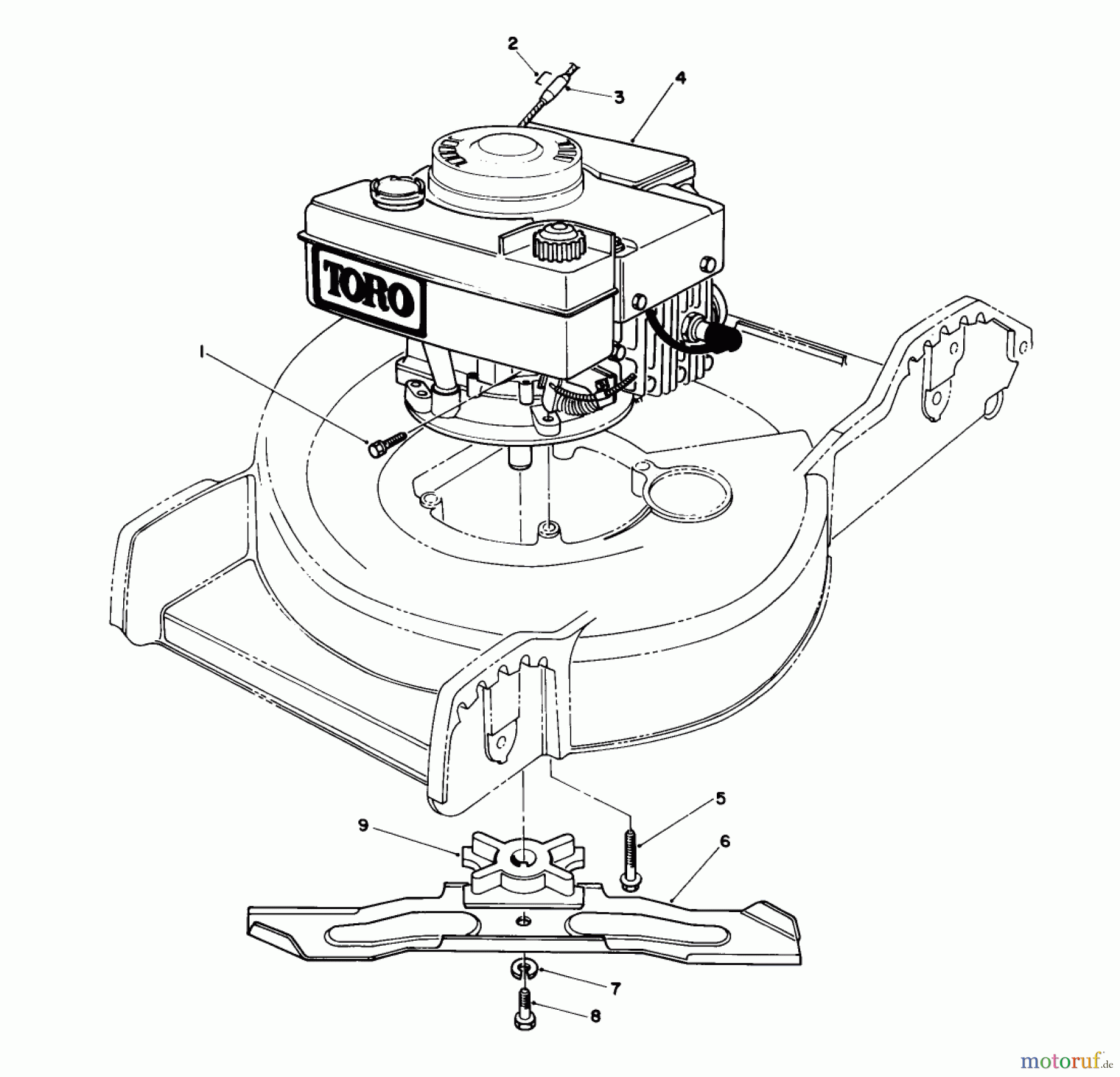  Toro Neu Mowers, Walk-Behind Seite 1 20586 - Toro Lawnmower, 1990 (0000001-0999999) ENGINE ASSEMBLY