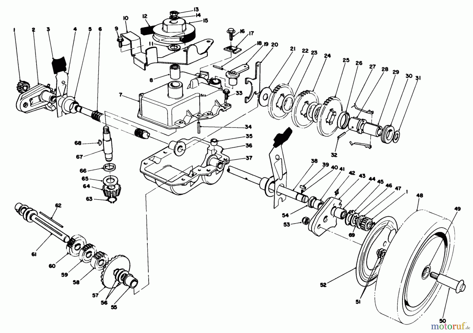  Toro Neu Mowers, Walk-Behind Seite 1 20620 - Toro Lawnmower, 1987 (7000001-7999999) GEAR CASE ASSEMBLY (USED ON UNITS WITH SERIAL NO. 7000001-7005921)