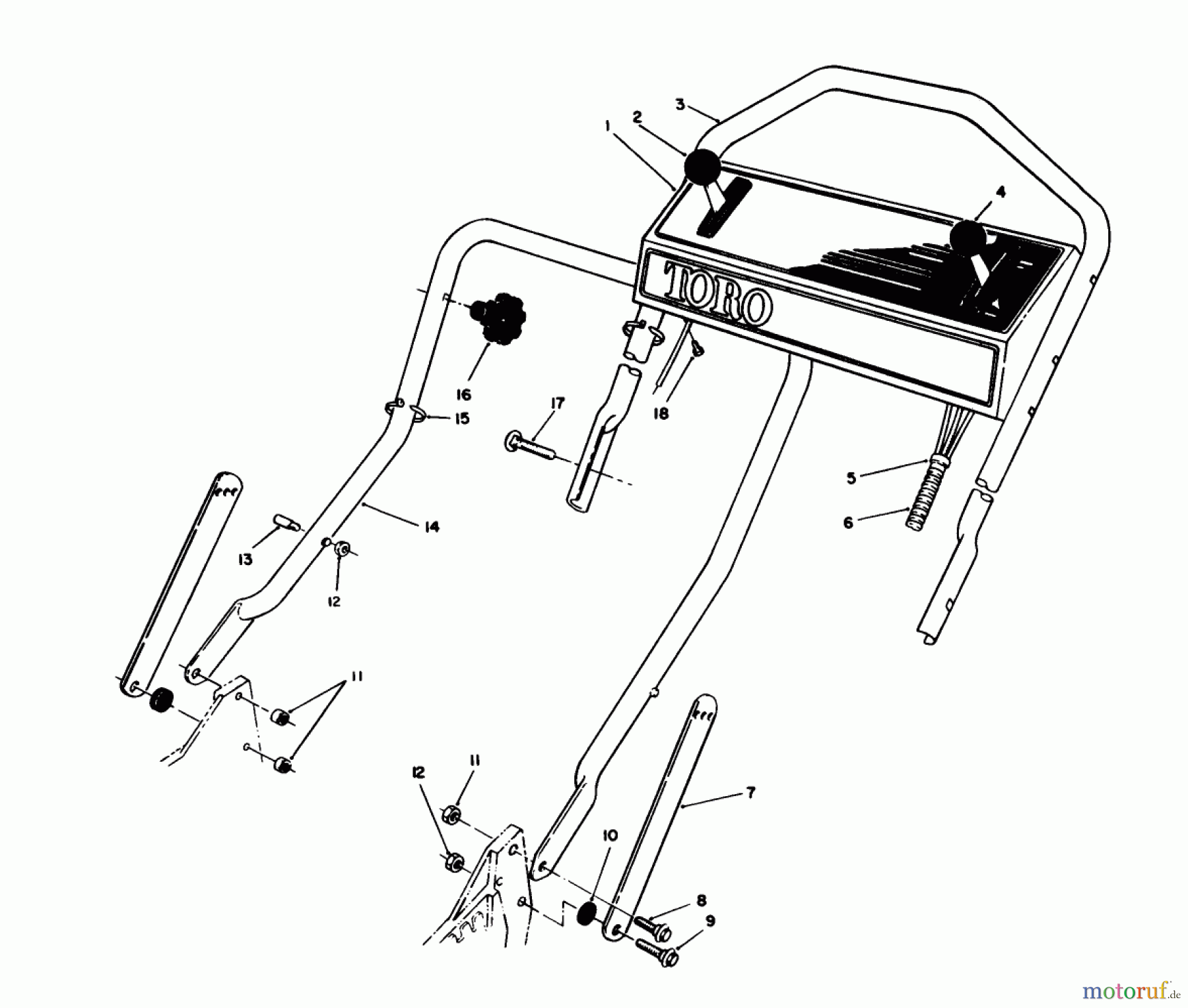  Toro Neu Mowers, Walk-Behind Seite 1 20620 - Toro Lawnmower, 1988 (8000001-8999999) HANDLE ASSEMBLY