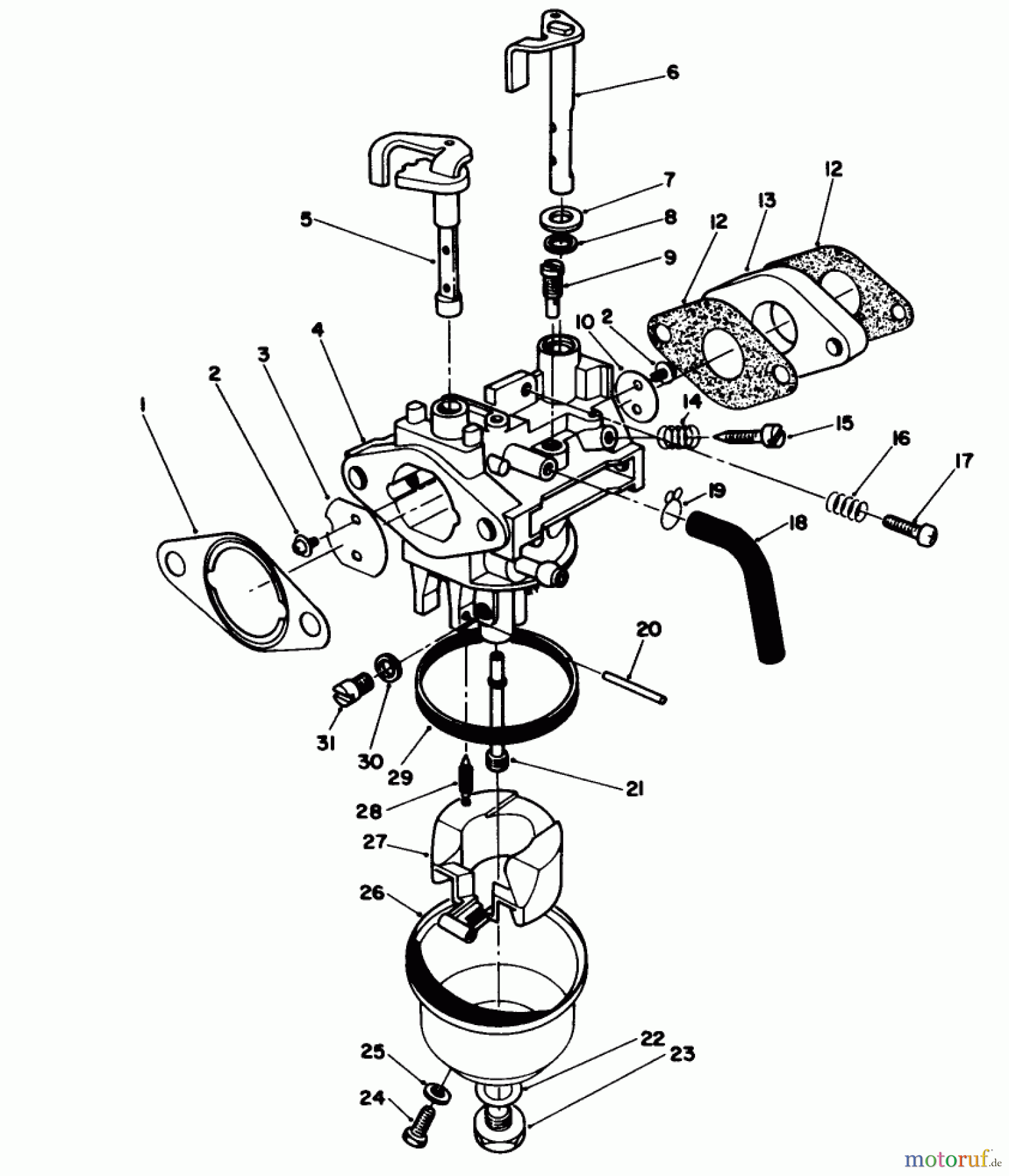  Toro Neu Mowers, Walk-Behind Seite 1 20622 - Toro Lawnmower, 1987 (7000001-7999999) CARBURETOR ASSEMBLY (MODEL NO. VMF5)