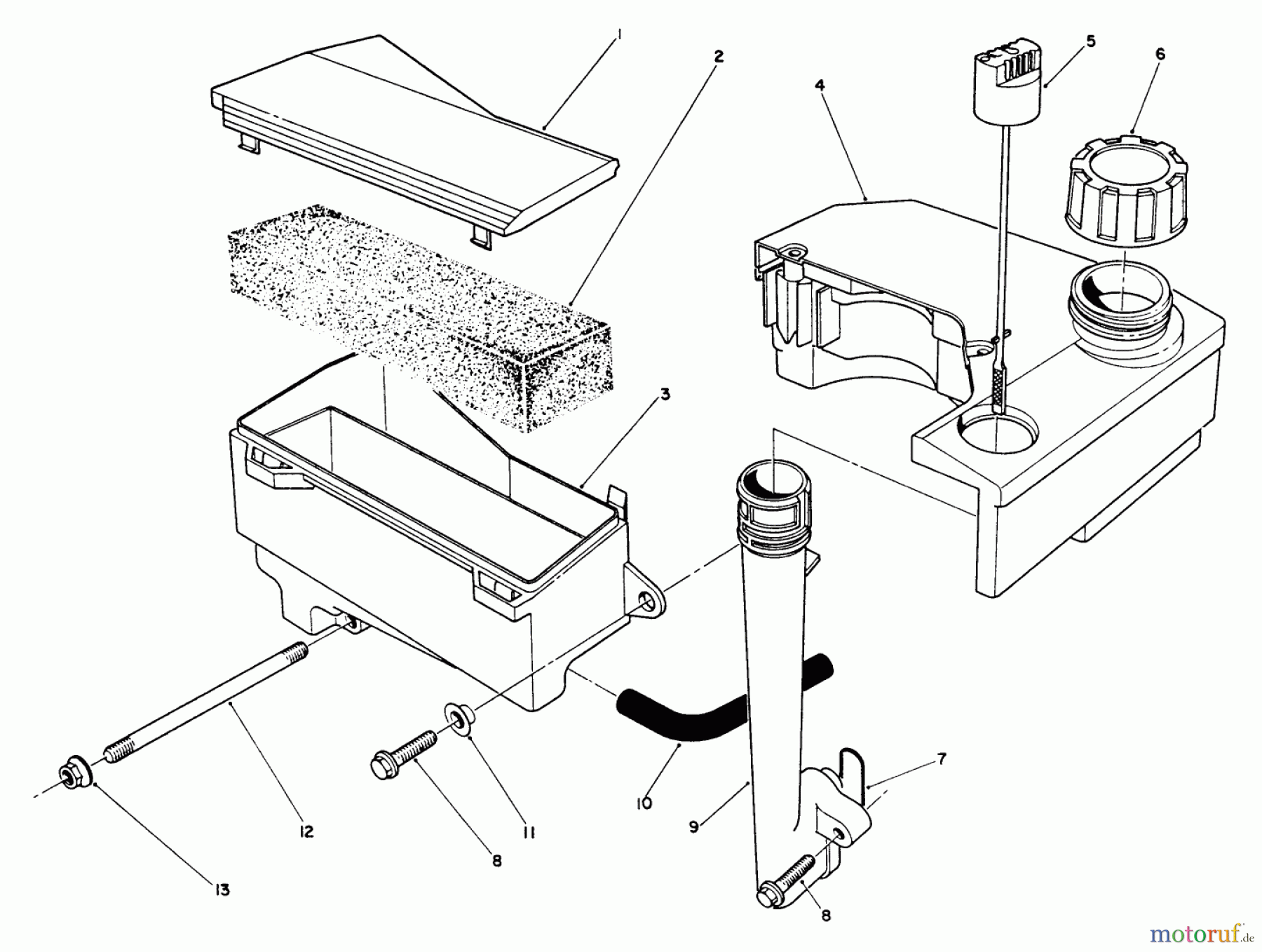  Toro Neu Mowers, Walk-Behind Seite 1 20622 - Toro Lawnmower, 1990 (0003102-0999999) AIR CLEANER & FUEL TANK ASSEMBLY (MODEL NO. VMK9-2)