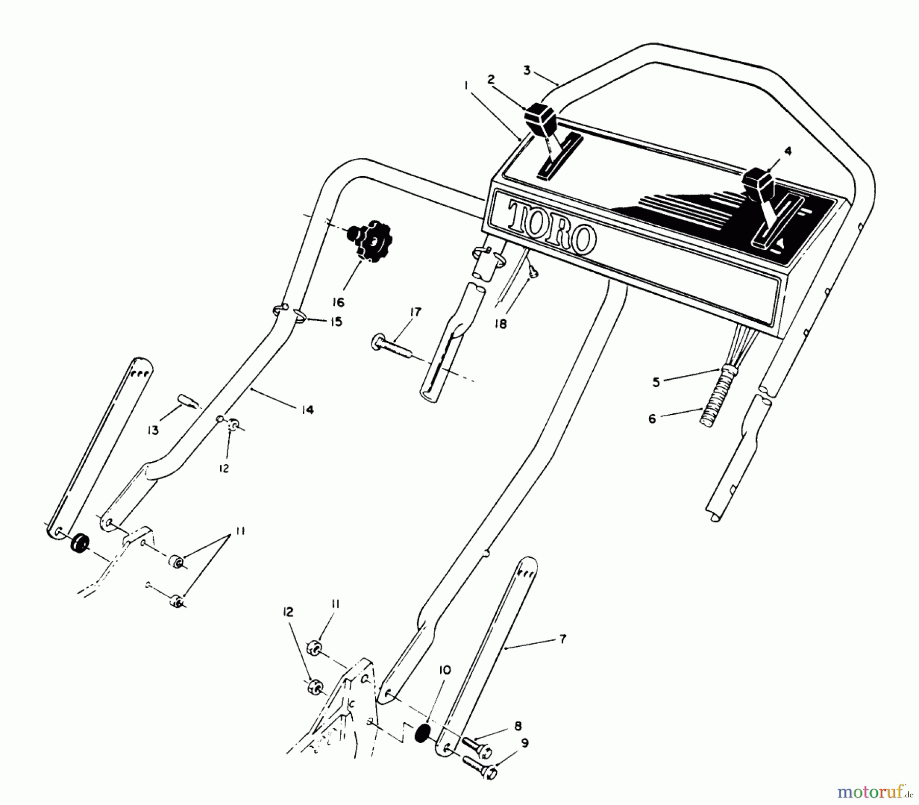  Toro Neu Mowers, Walk-Behind Seite 1 20622 - Toro Lawnmower, 1990 (0003102-0999999) HANDLE ASSEMBLY