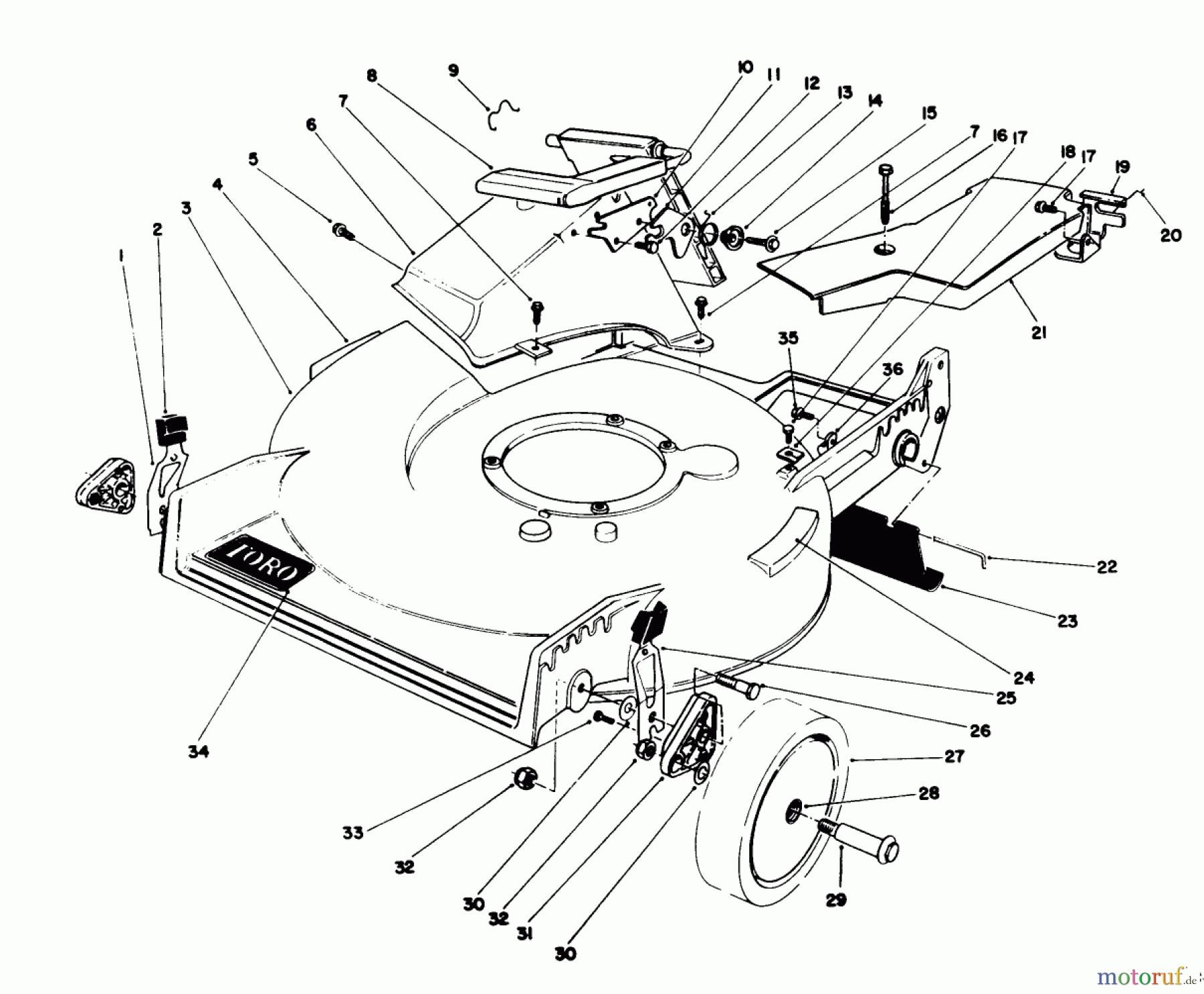  Toro Neu Mowers, Walk-Behind Seite 1 20622 - Toro Lawnmower, 1990 (0003102-0999999) HOUSING ASSEMBLY