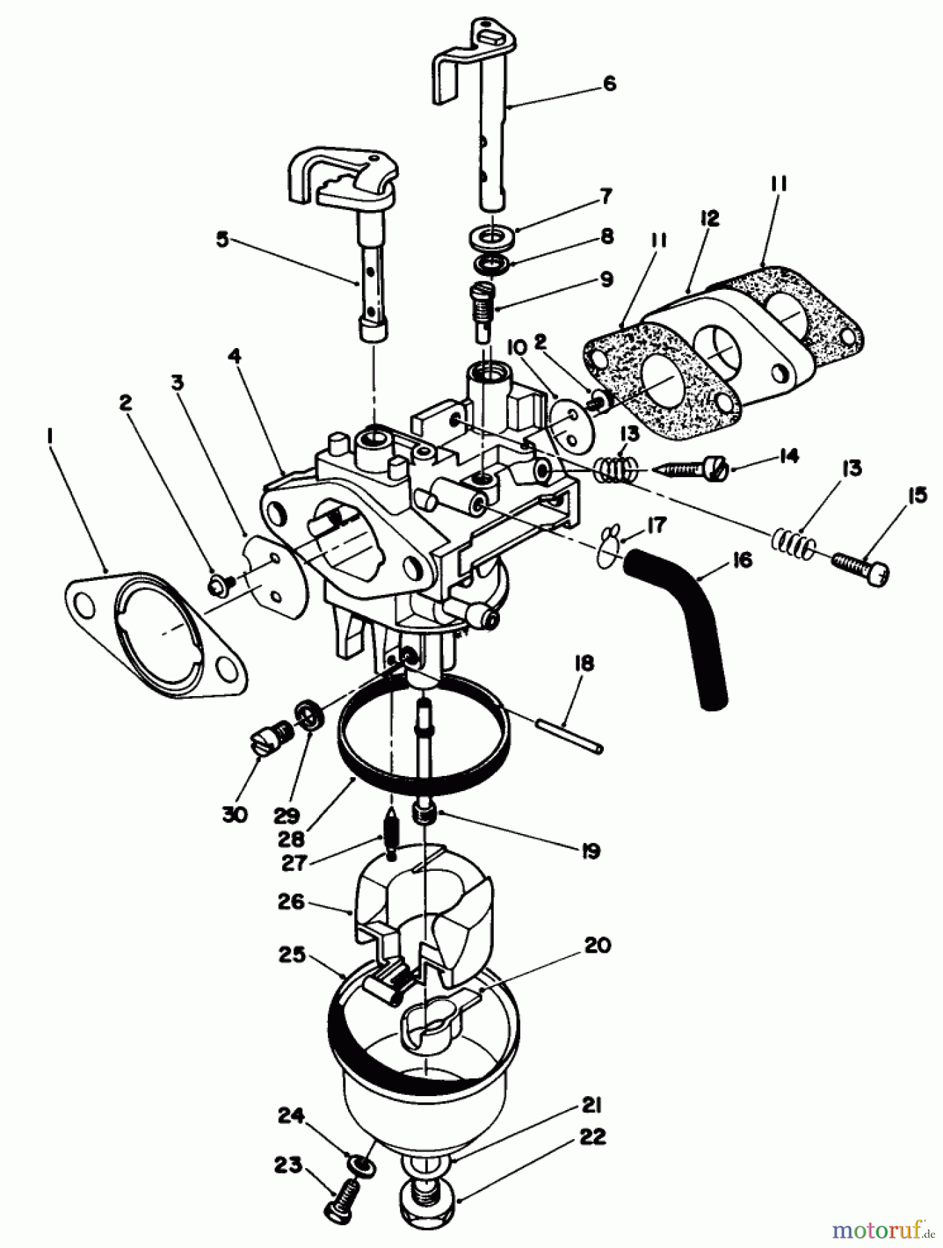  Toro Neu Mowers, Walk-Behind Seite 1 20624 - Toro Lawnmower, 1987 (7000001-7999999) CARBURETOR ASSEMBLY (MODEL NO. VMG6)