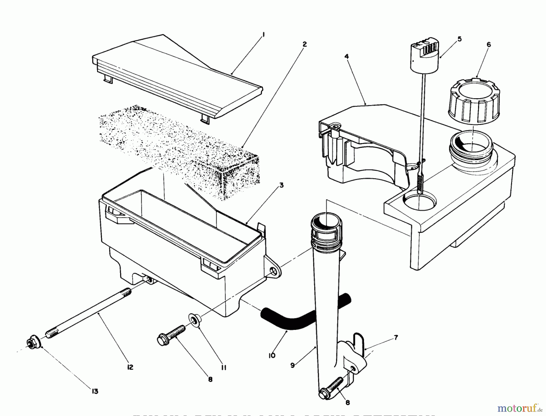  Toro Neu Mowers, Walk-Behind Seite 1 20624C - Toro Lawnmower, 1988 (8000001-8999999) AIR CLEANER & FUEL TANK ASSEMBLY (MODEL NO. VMH7)