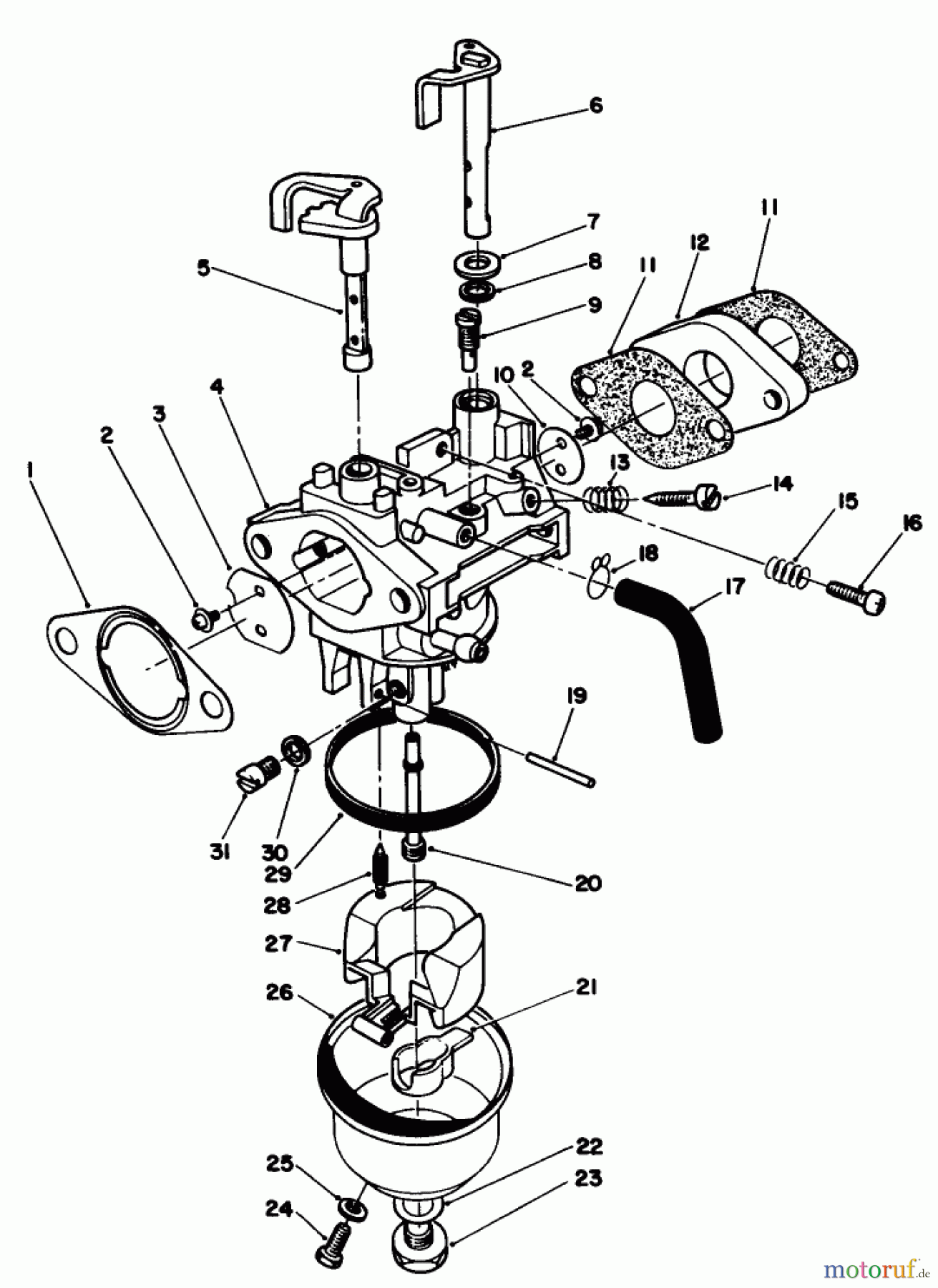  Toro Neu Mowers, Walk-Behind Seite 1 20626C - Toro Lawnmower, 1987 (7000001-7999999) CARBURETOR ASSEMBLY (MODEL NO. VMG6)