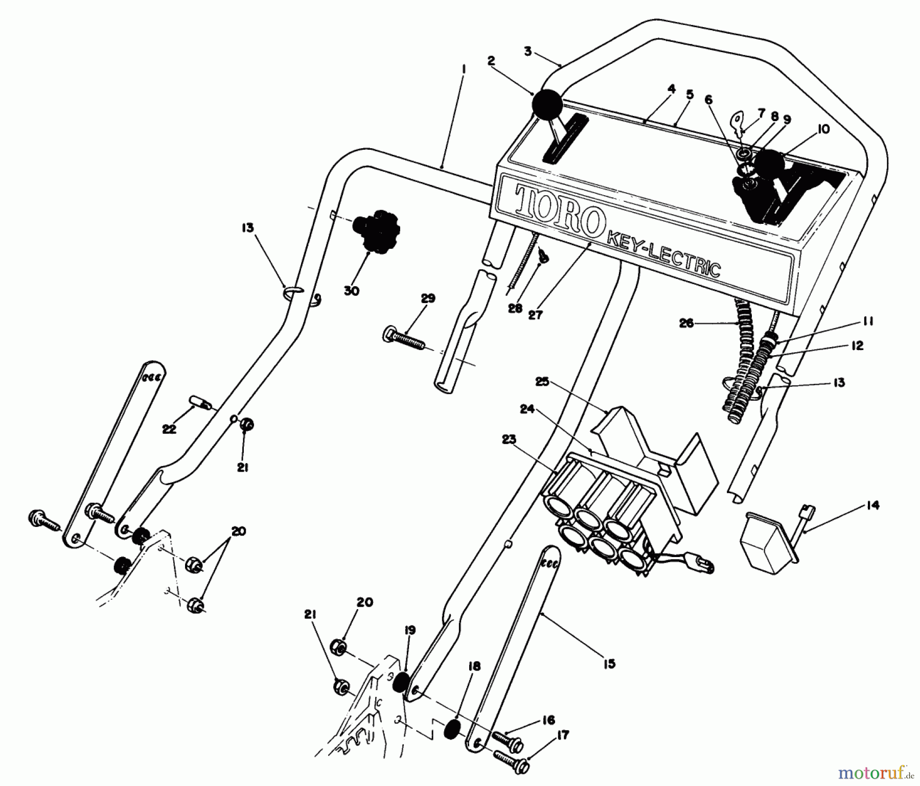  Toro Neu Mowers, Walk-Behind Seite 1 20628C - Toro Lawnmower, 1987 (7000001-7999999) HANDLE ASSEMBLY