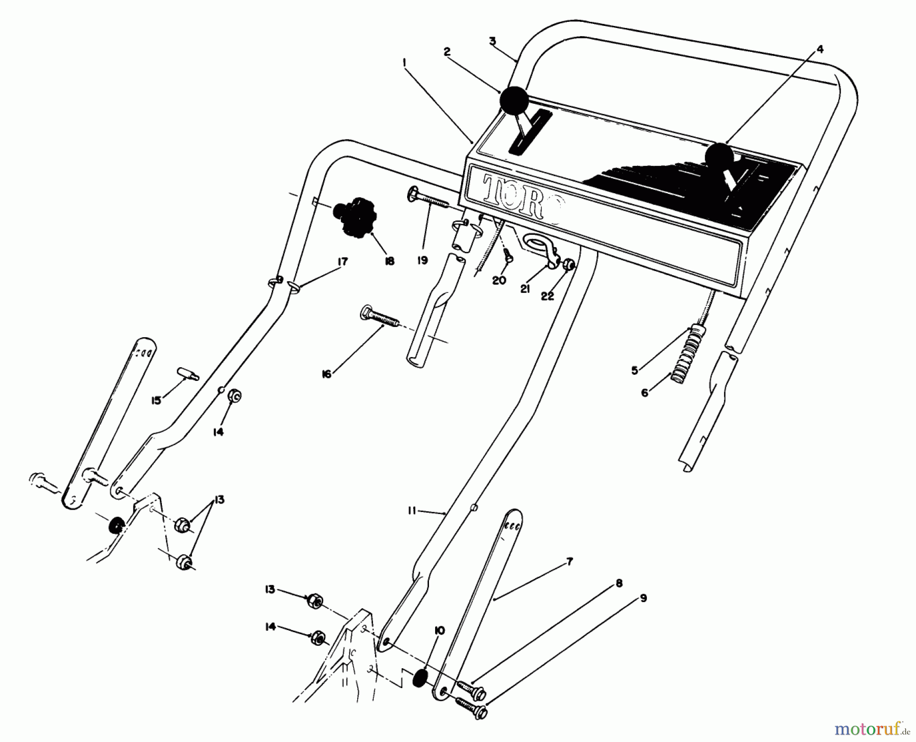  Toro Neu Mowers, Walk-Behind Seite 1 20631 - Toro Lawnmower, 1988 (8000001-8999999) HANDLE ASSEMBLY