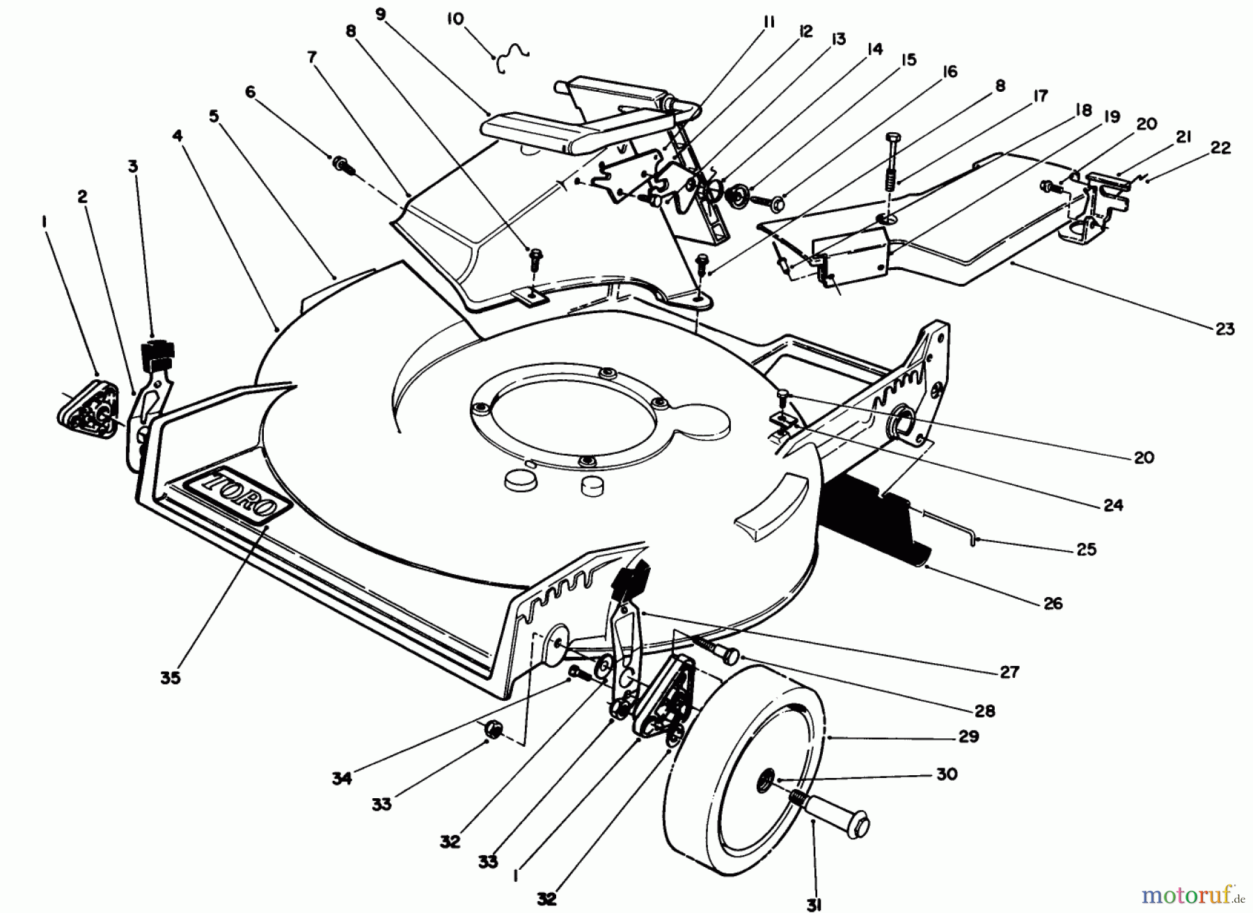  Toro Neu Mowers, Walk-Behind Seite 1 20631 - Toro Lawnmower, 1989 (9000001-9999999) HOUSING ASSEMBLY