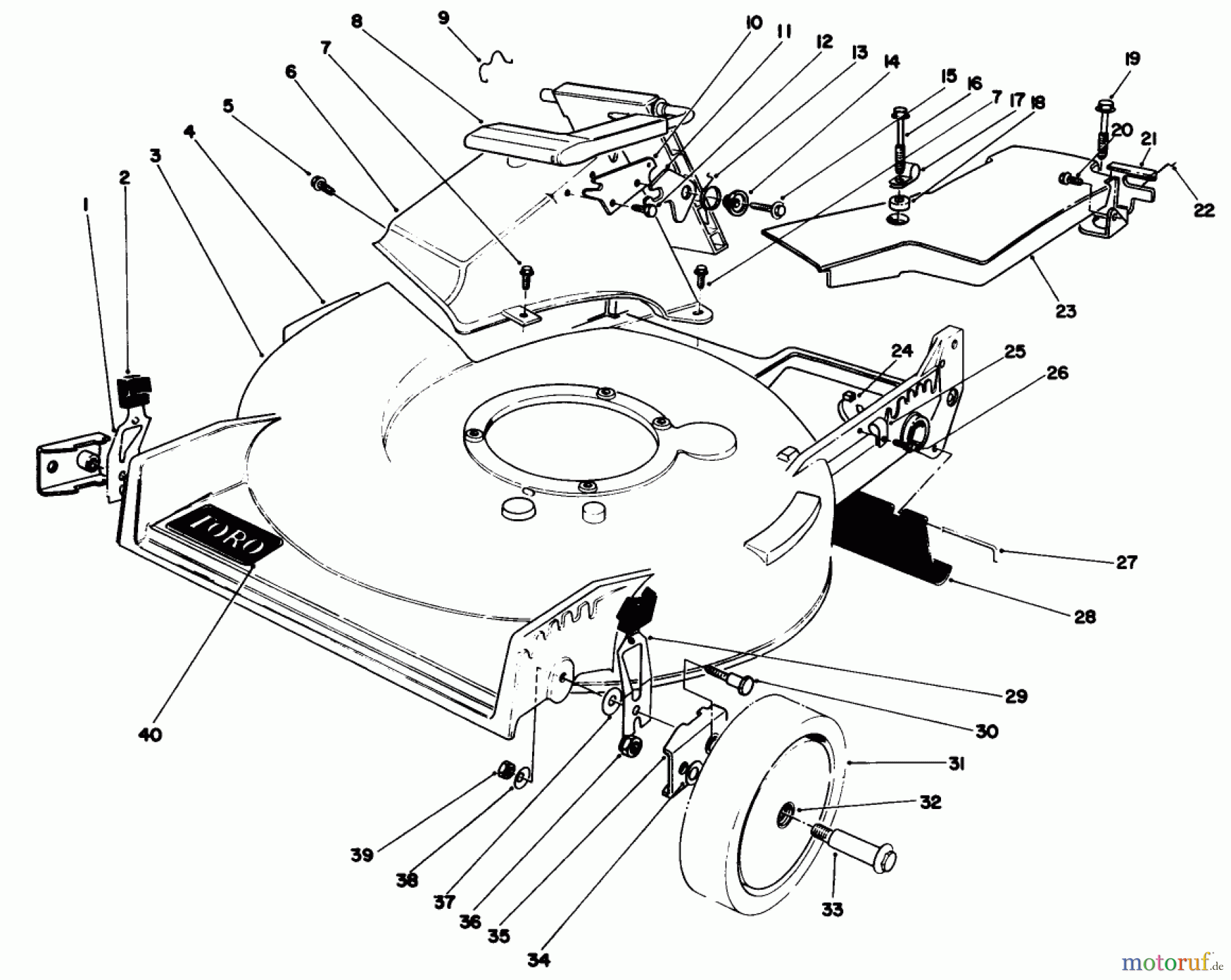  Toro Neu Mowers, Walk-Behind Seite 1 20671 - Toro Lawnmower, 1989 (9000001-9999999) HOUSING ASSEMBLY (SERIAL NO. 9000101-9003507)