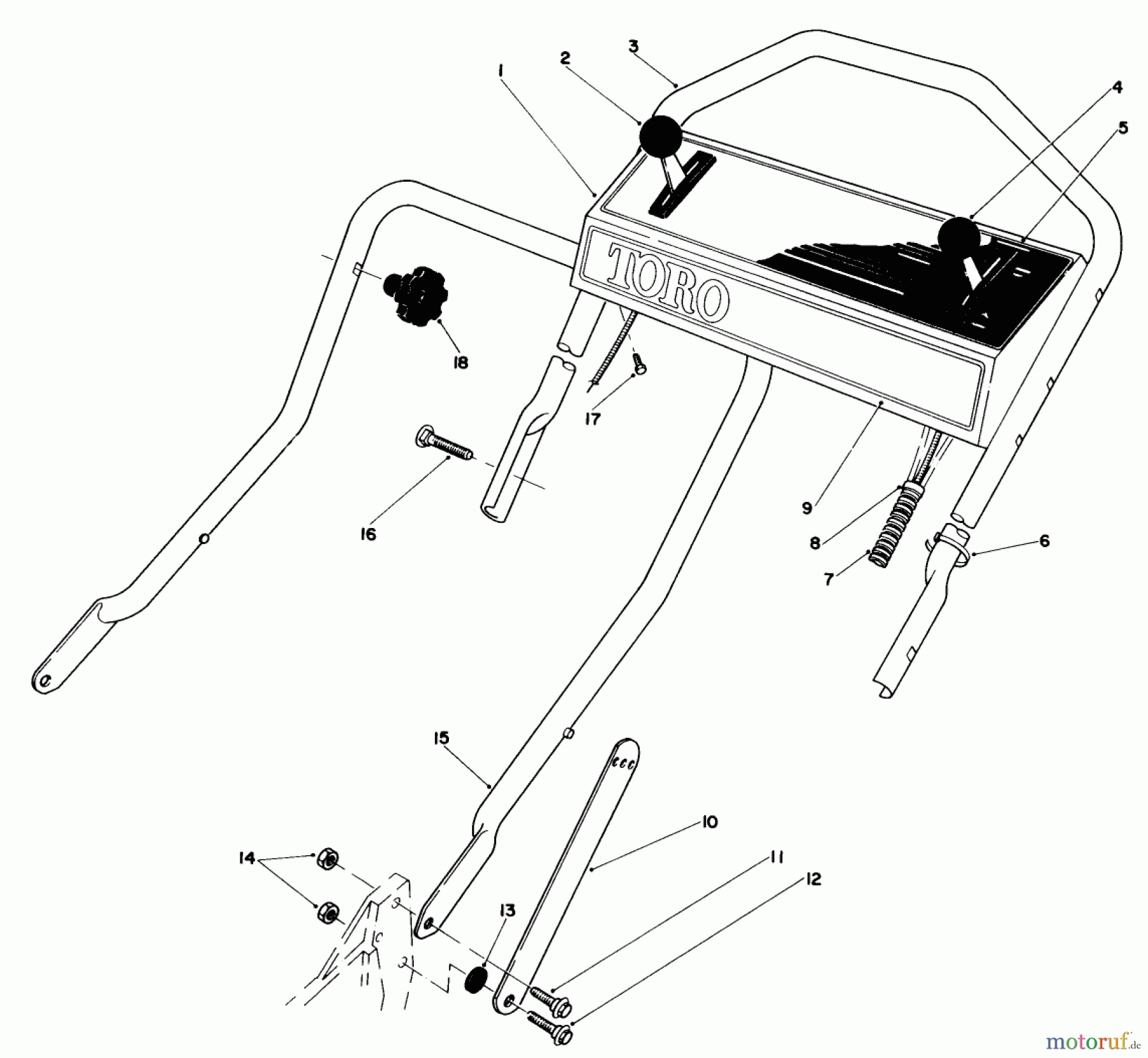  Toro Neu Mowers, Walk-Behind Seite 1 20674 - Toro Lawnmower, 1983 (3000001-3999999) HANDLE ASSEMBLY