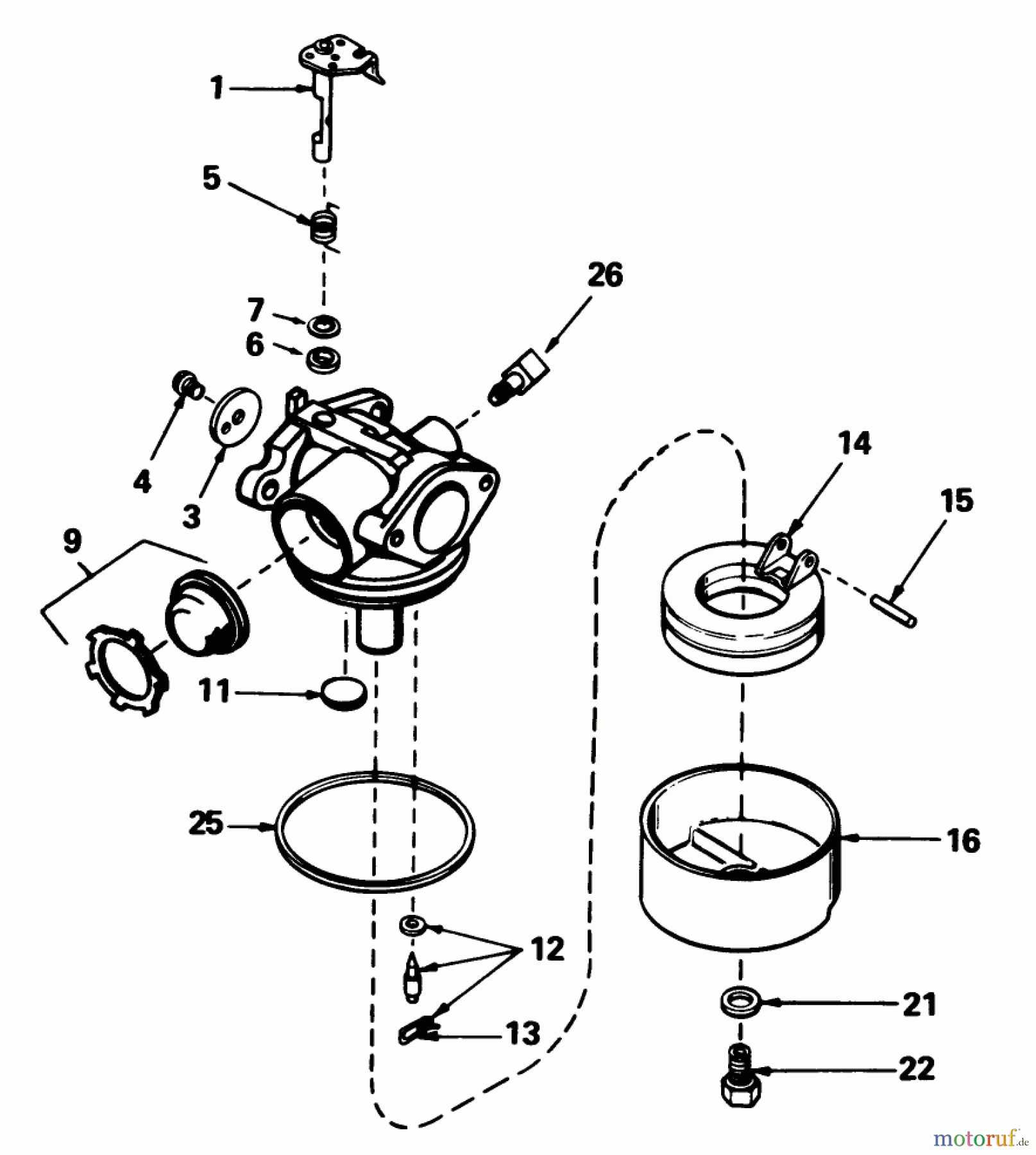  Toro Neu Mowers, Walk-Behind Seite 1 20675 - Toro Lawnmower, 1986 (6000001-6999999) CARBURETOR NO.632098