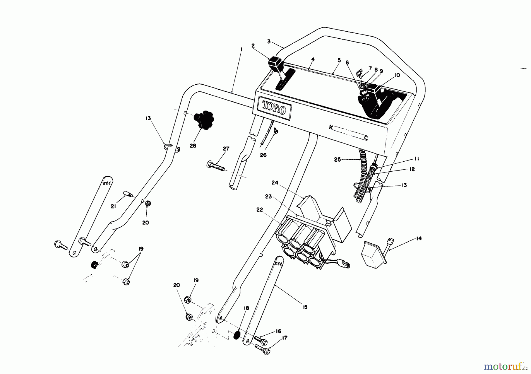  Toro Neu Mowers, Walk-Behind Seite 1 20677 - Toro Lawnmower, 1990 (0002102-0999999) HANDLE ASSEMBLY