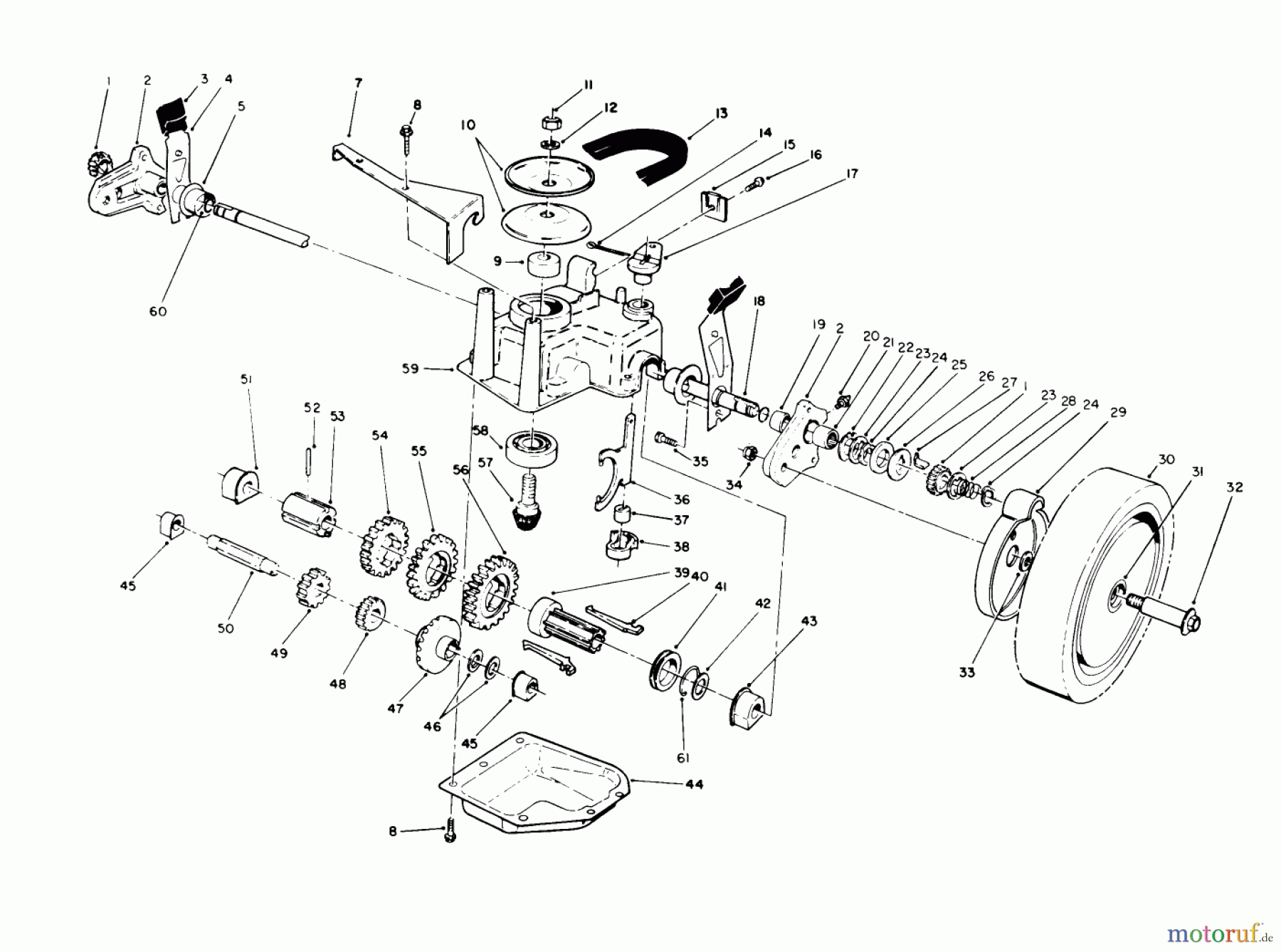  Toro Neu Mowers, Walk-Behind Seite 1 20680 - Toro Lawnmower, 1990 (0000001-0999999) GEAR CASE ASSEMBLY