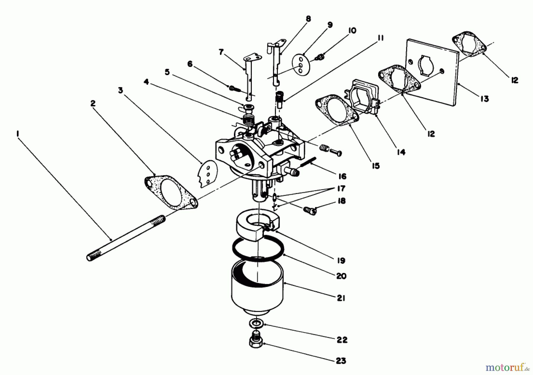  Toro Neu Mowers, Walk-Behind Seite 1 20684 - Toro Lawnmower, 1986 (6000001-6999999) CARBURETOR ASSEMBLY 47PE-4 : (USED ON UNITS WITH SERIAL NO. 6000101-6002200)