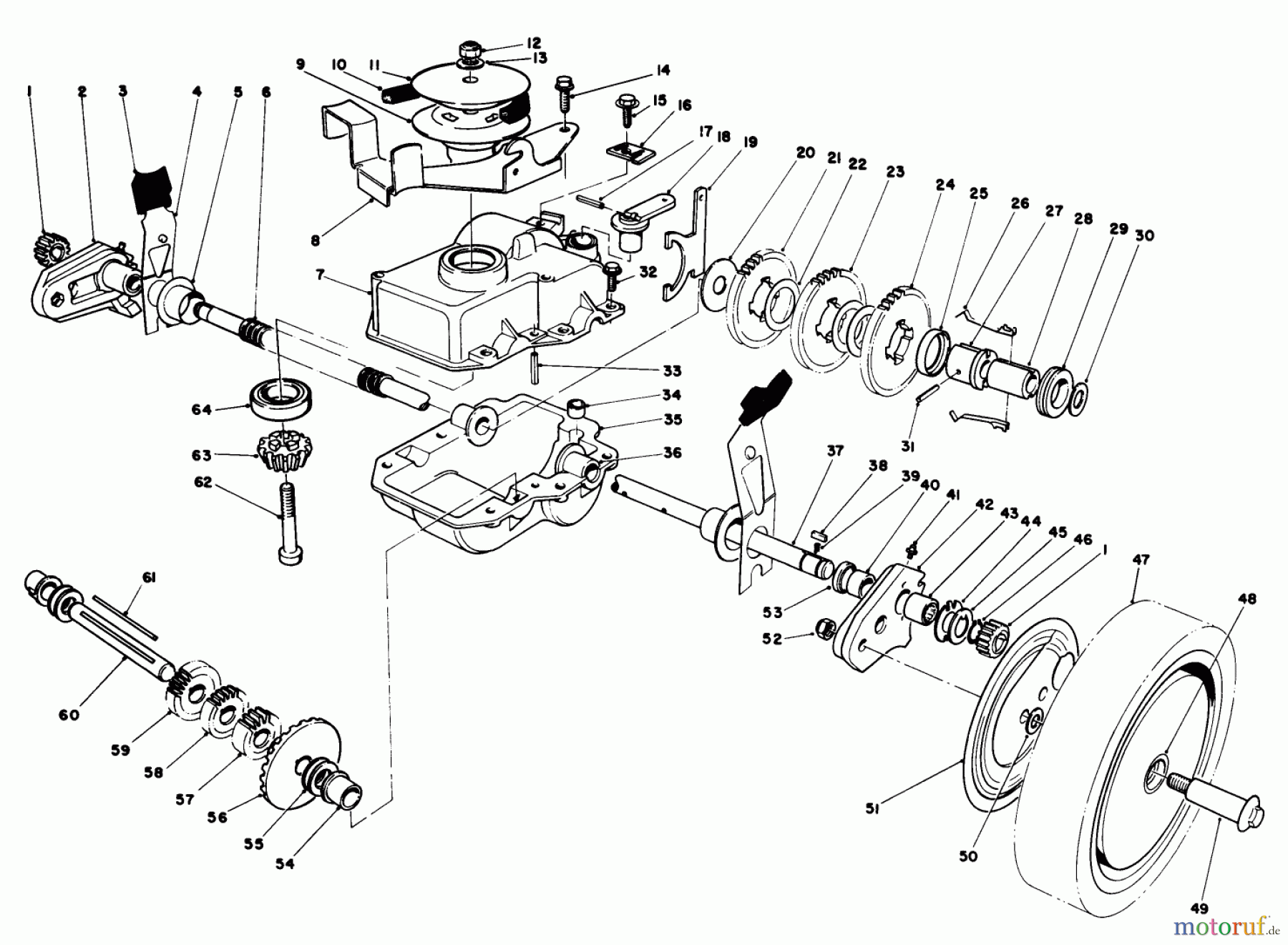  Toro Neu Mowers, Walk-Behind Seite 1 20684 - Toro Lawnmower, 1986 (6000001-6999999) GEAR CASE ASSEMBLY (USED ON UNITS WITH SERIAL NO. 6000101-6002200)