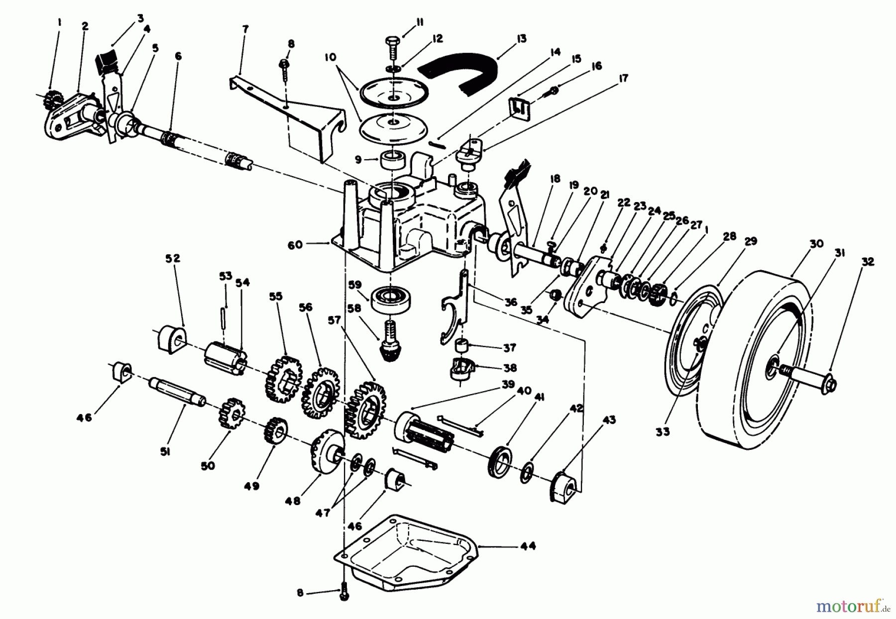  Toro Neu Mowers, Walk-Behind Seite 1 20692 - Toro Lawnmower, 1988 (8000001-8999999) GEAR CASE ASSEMBLY (USED ON UNITS WITH SERIAL NO. 8000001 THRU 8049999)