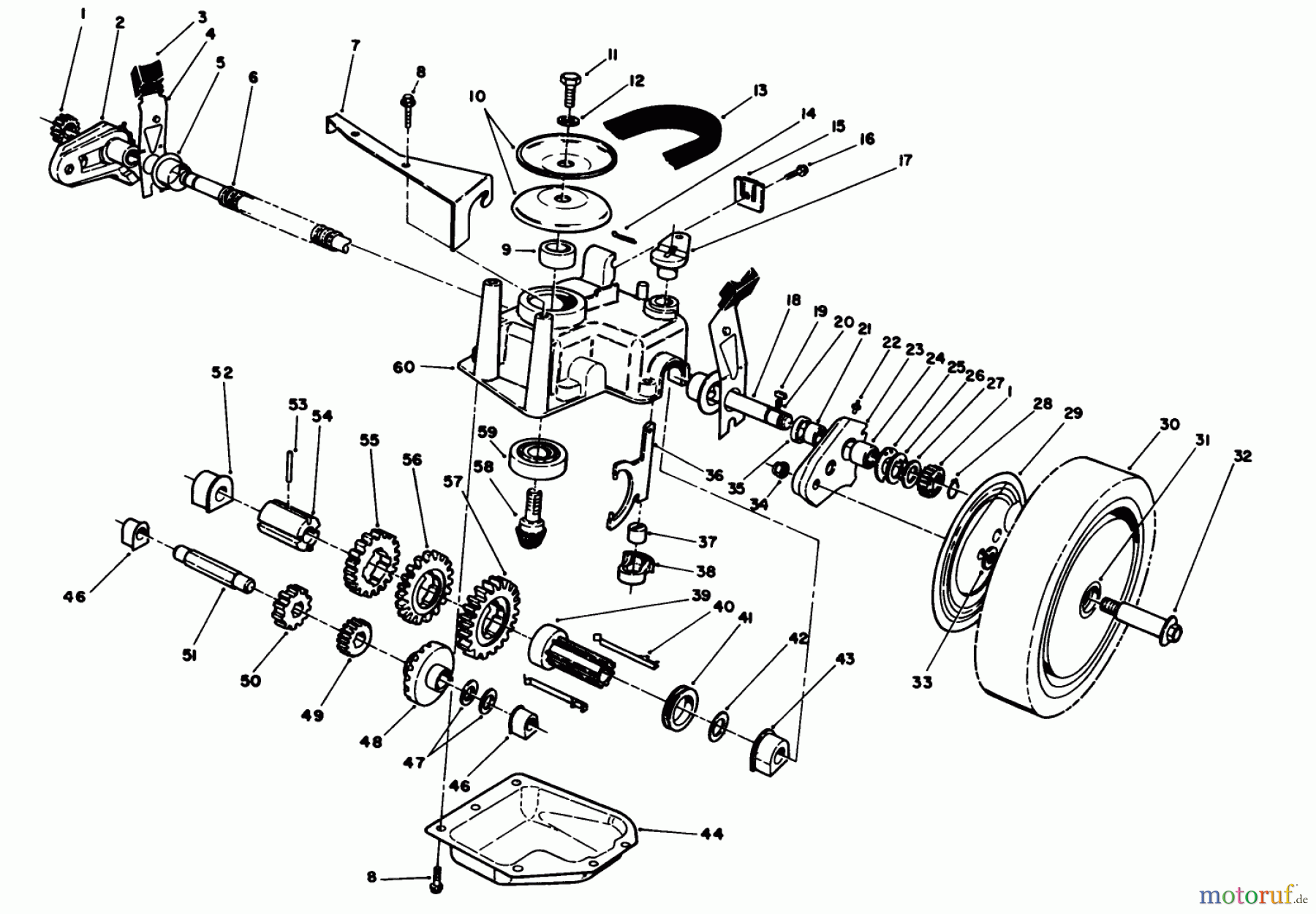  Toro Neu Mowers, Walk-Behind Seite 1 20695 - Toro Lawnmower, 1988 (8000001-8999999) GEAR CASE ASSEMBLY (USED ON UNITS WITH SERIAL NO. 8000001 THRU 8049999)