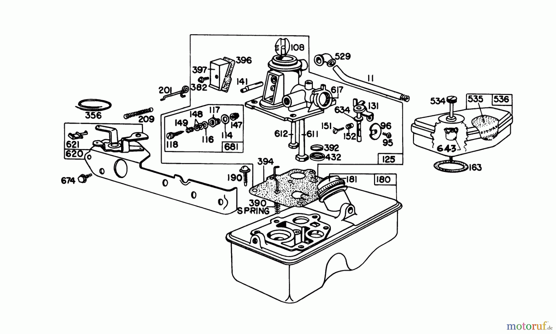  Toro Neu Mowers, Walk-Behind Seite 1 20698 - Toro Lawnmower, 1978 (8000001-8999999) CARBURETOR ASSEMBLY BRIGGS & STRATTON MODEL 92908-1879-01