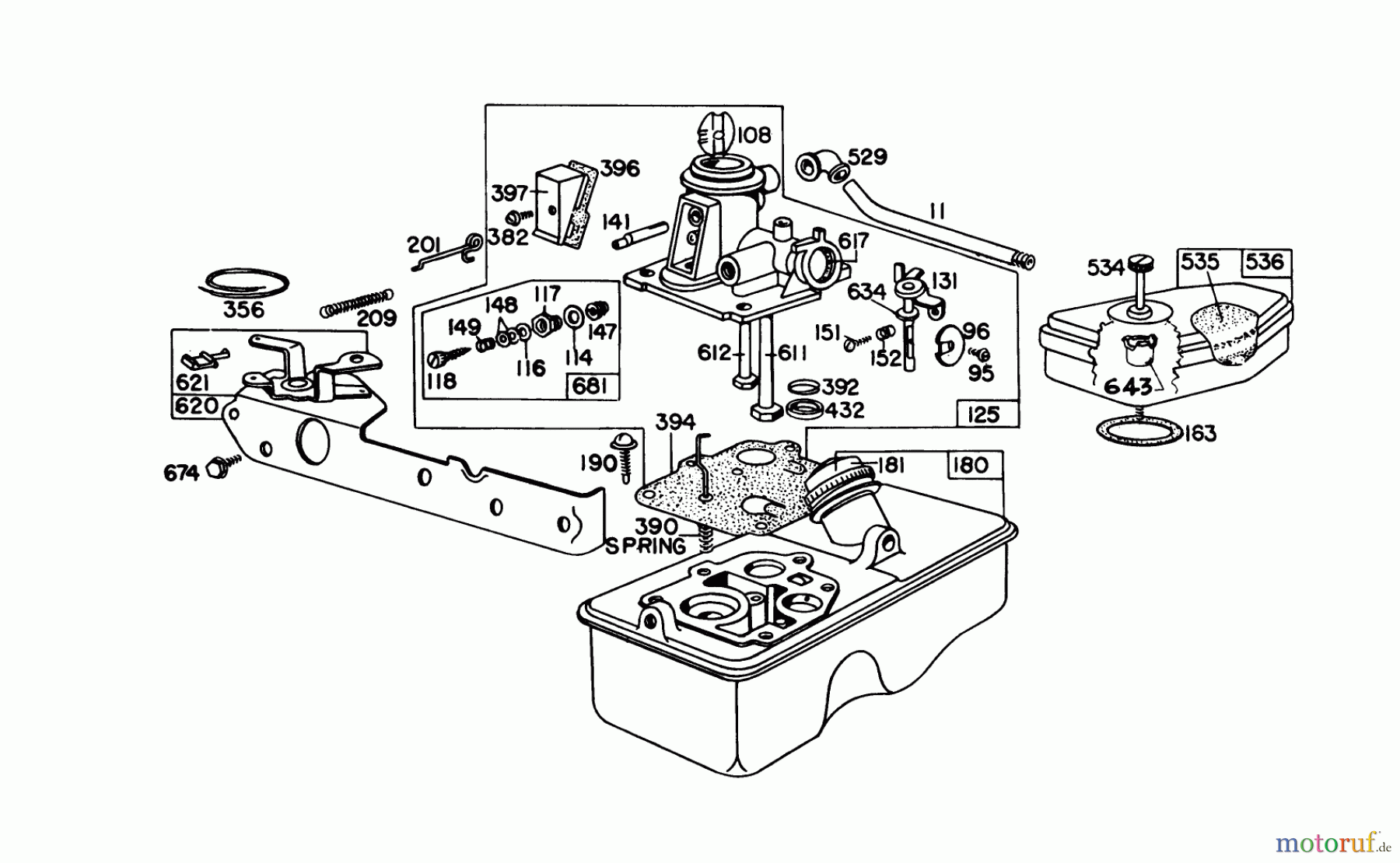  Toro Neu Mowers, Walk-Behind Seite 1 20698 - Toro Lawnmower, 1978 (8000001-8999999) CARBURETOR ASSEMBLY BRIGGS & STRATTON MODEL 92908-1934-01