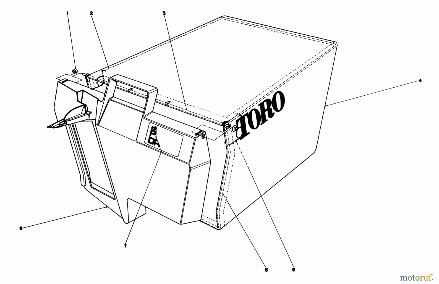  Toro Neu Mowers, Walk-Behind Seite 1 20705 - Toro Lawnmower, 1980 (0000001-0999999) GRASS BAG ASSEMBLY