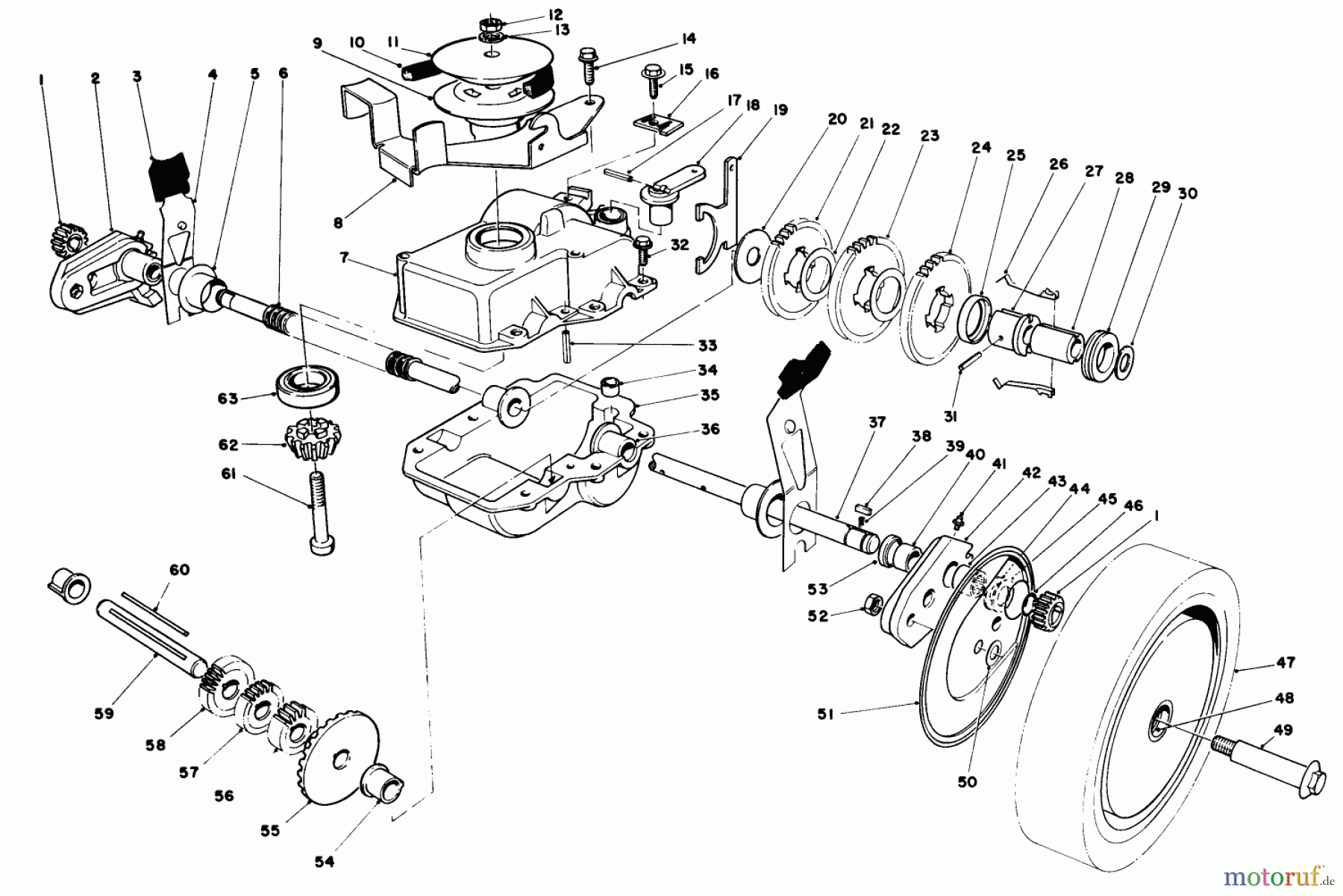  Toro Neu Mowers, Walk-Behind Seite 1 20705 - Toro Lawnmower, 1984 (4000001-4999999) GEAR CASE ASSEMBLY