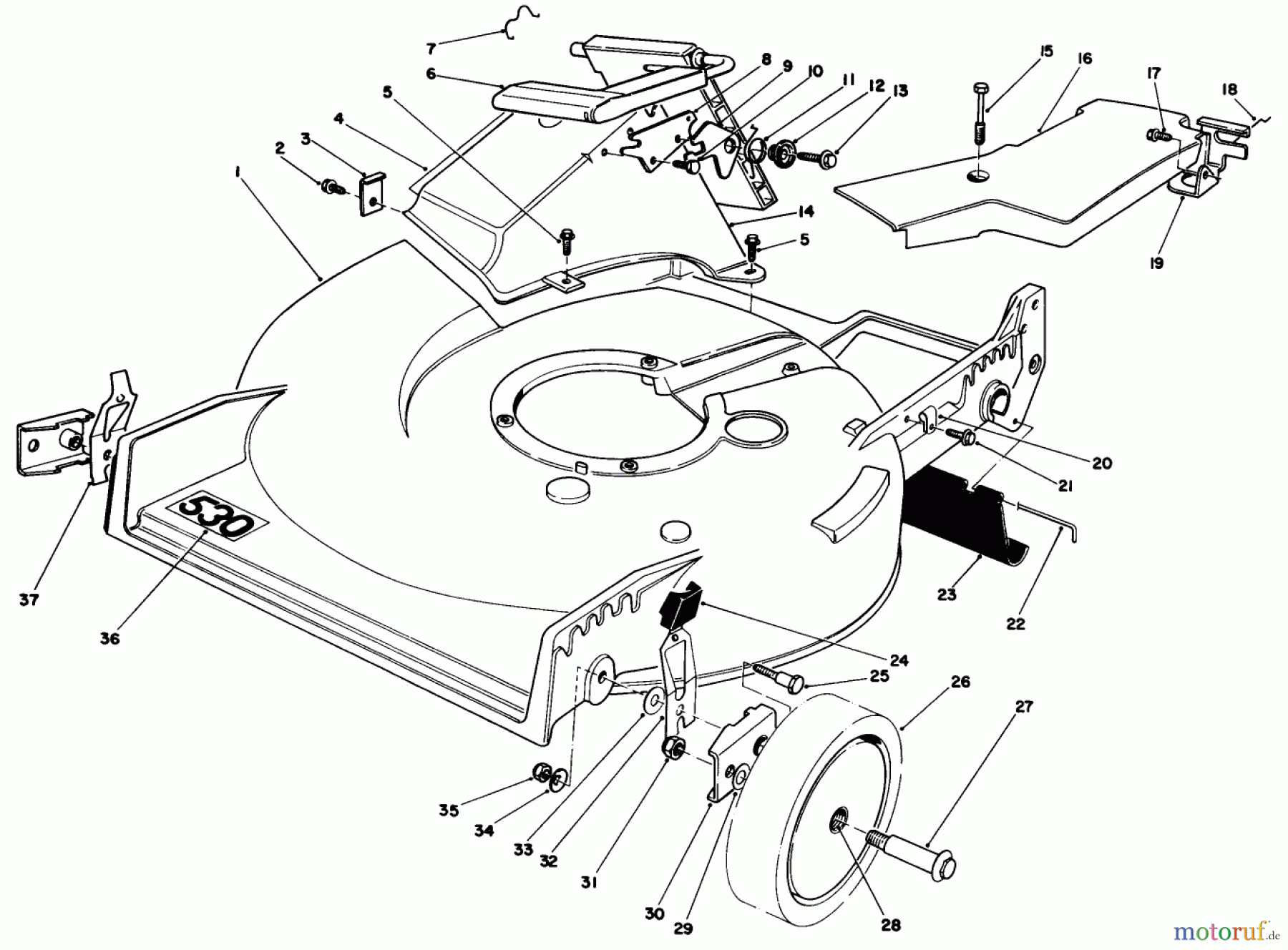  Toro Neu Mowers, Walk-Behind Seite 1 20718 - Toro Lawnmower, 1985 (5000001-5999999) HOUSING ASSEMBLY