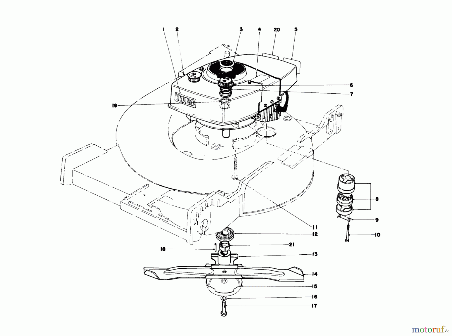  Toro Neu Mowers, Walk-Behind Seite 1 20730 - Toro Lawnmower, 1978 (8000001-8999999) ENGINE ASSEMBLY