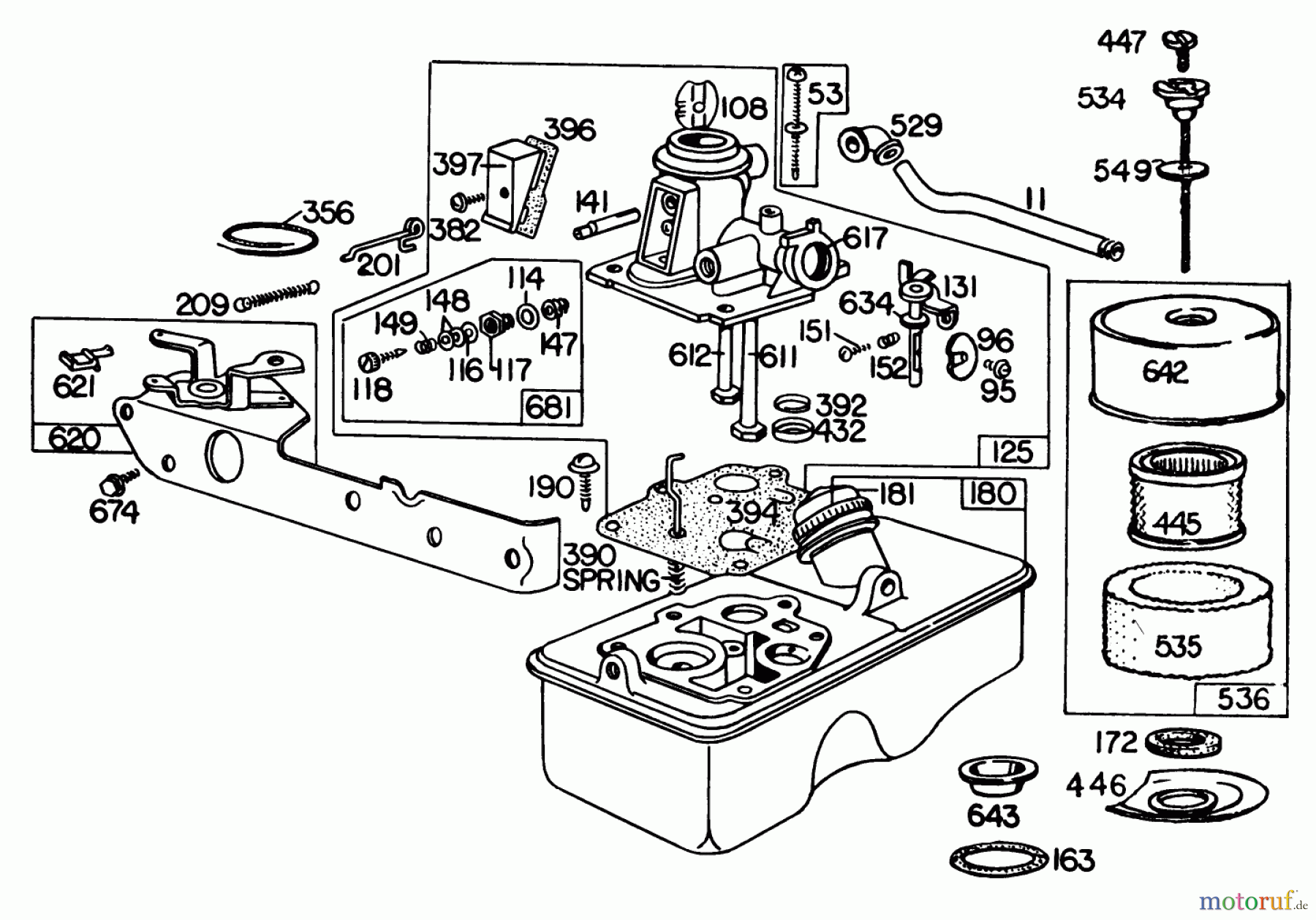  Toro Neu Mowers, Walk-Behind Seite 1 20735 - Toro Lawnmower, 1980 (0000001-0999999) CARBURETOR ASSEMBLY MODEL NO. 110908-0380-03