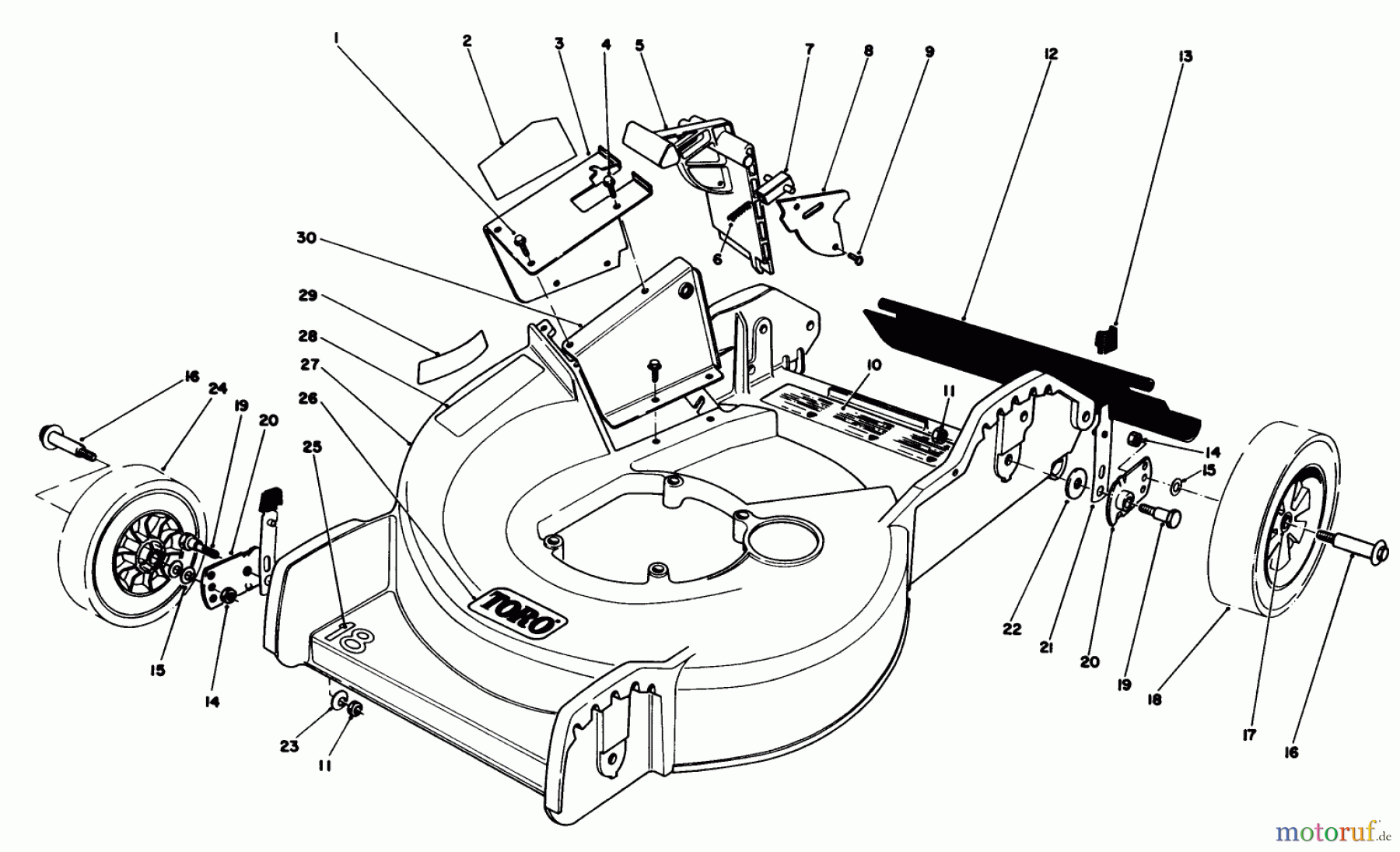  Toro Neu Mowers, Walk-Behind Seite 1 20743C - Toro Lawnmower, 1985 (5000001-5999999) HOUSING ASSEMBLY