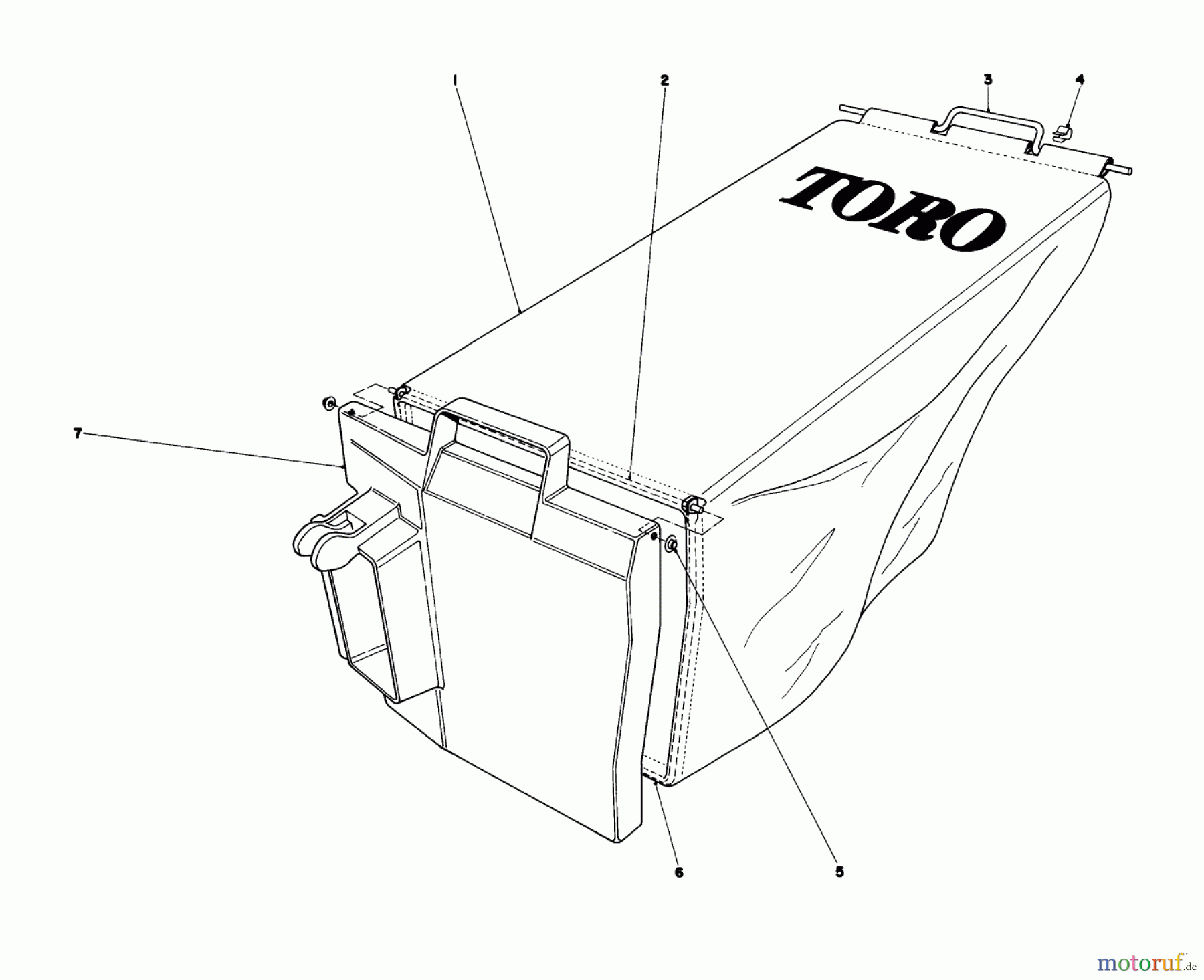  Toro Neu Mowers, Walk-Behind Seite 1 20758 - Toro Lawnmower, 1980 (0000001-0999999) GRASS BAG ASSEMBLY