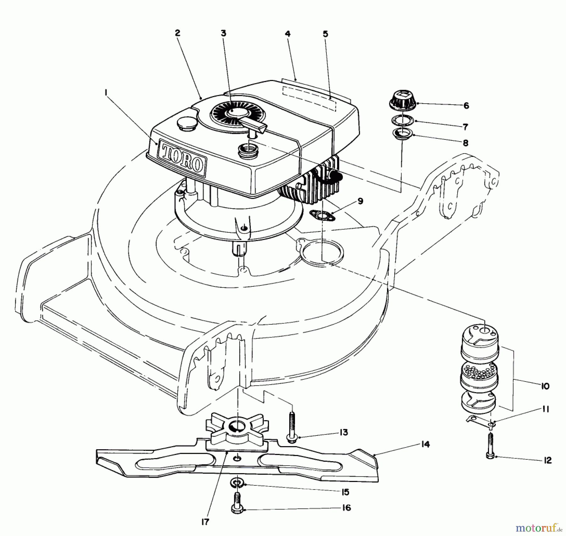  Toro Neu Mowers, Walk-Behind Seite 1 20762C - Toro Lawnmower, 1985 (5000001-5999999) ENGINE ASSEMBLY