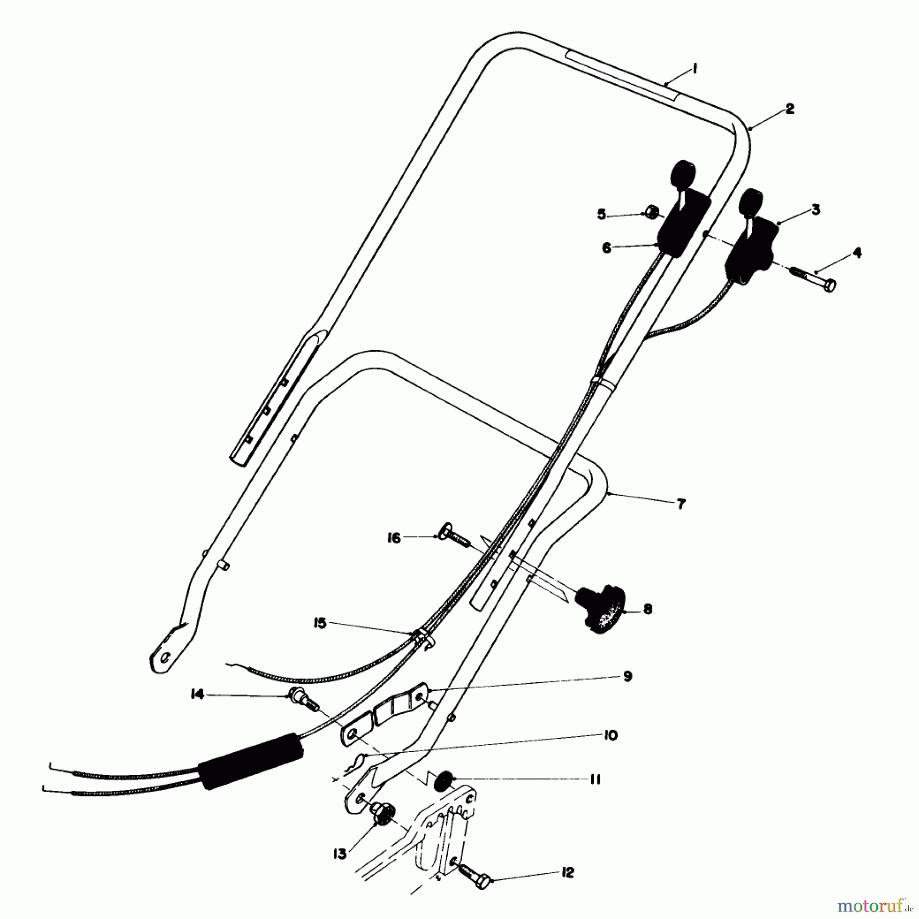  Toro Neu Mowers, Walk-Behind Seite 1 20765 - Toro Lawnmower, 1981 (1000001-1999999) HANDLE ASSEMBLY