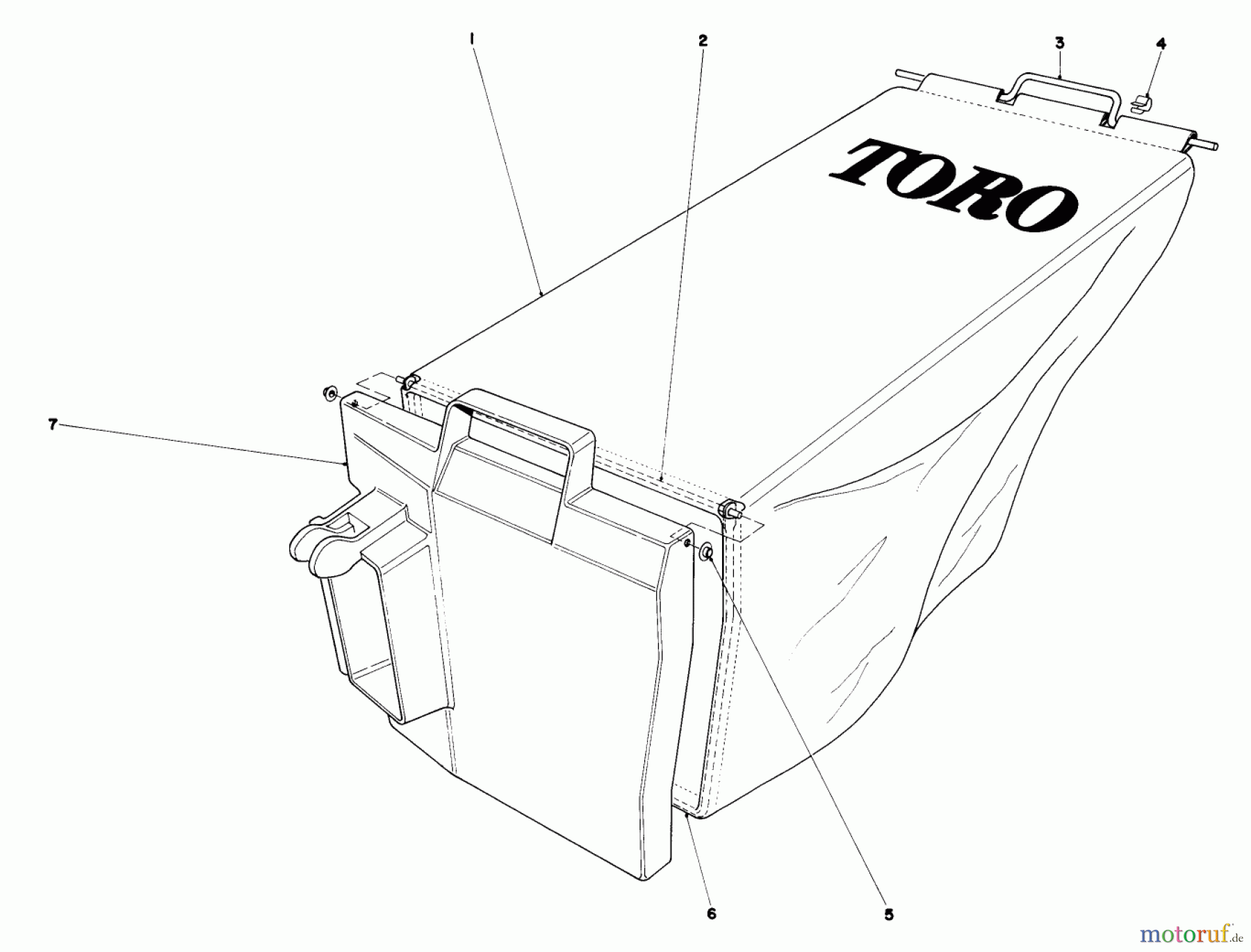  Toro Neu Mowers, Walk-Behind Seite 1 20772 - Toro Lawnmower, 1980 (0000001-0999999) GRASS BAG ASSEMBLY