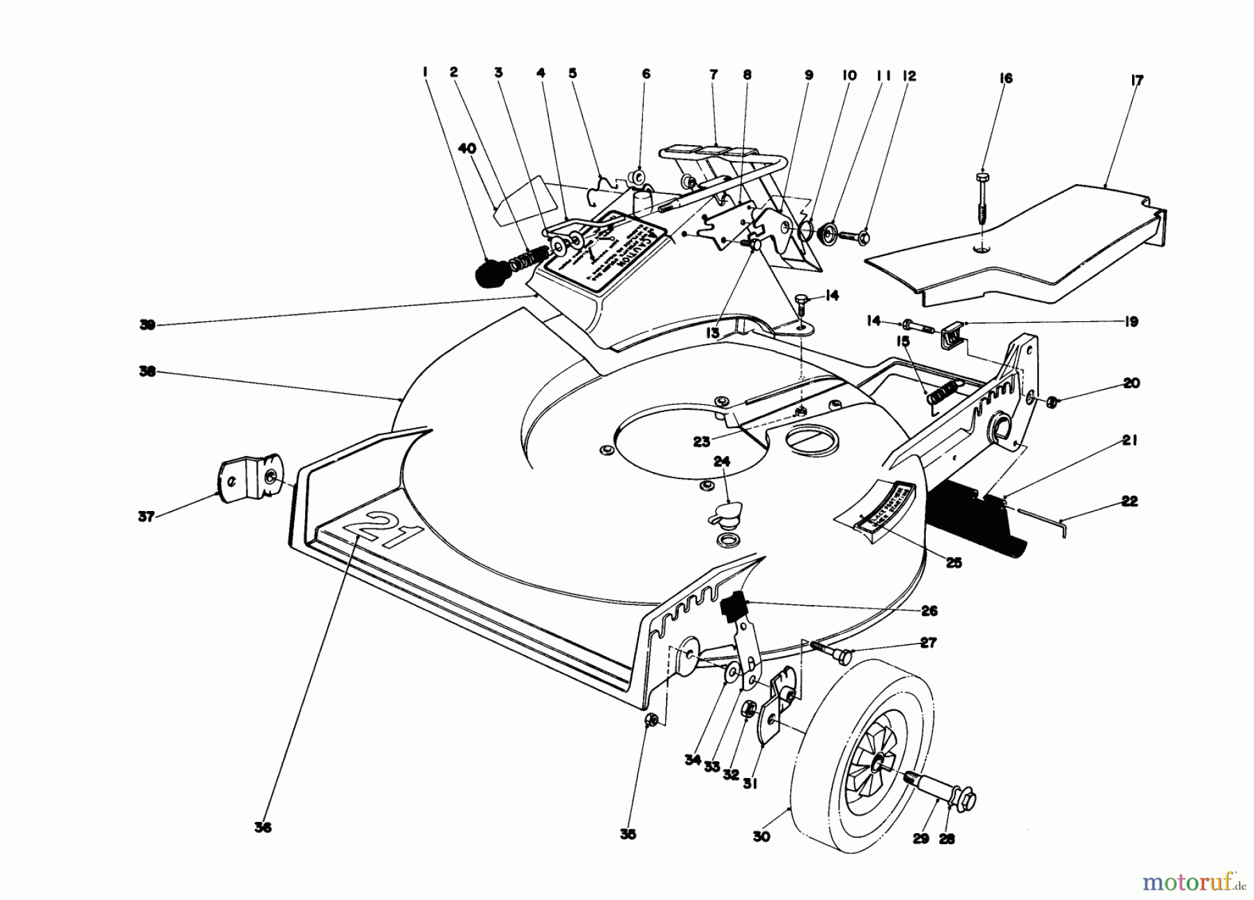  Toro Neu Mowers, Walk-Behind Seite 1 20810 - Toro Lawnmower, 1980 (0000001-0999999) HOUSING ASSEMBLY