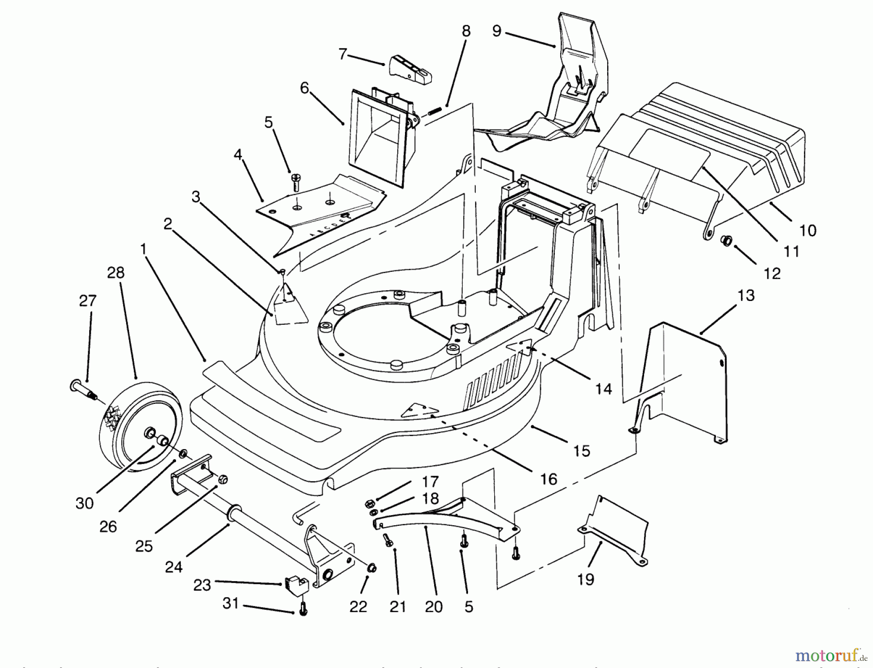  Toro Neu Mowers, Walk-Behind Seite 2 21011BC - Toro Lawnmower, 1995 (5900001-5999999) HOUSING ASSEMBLY