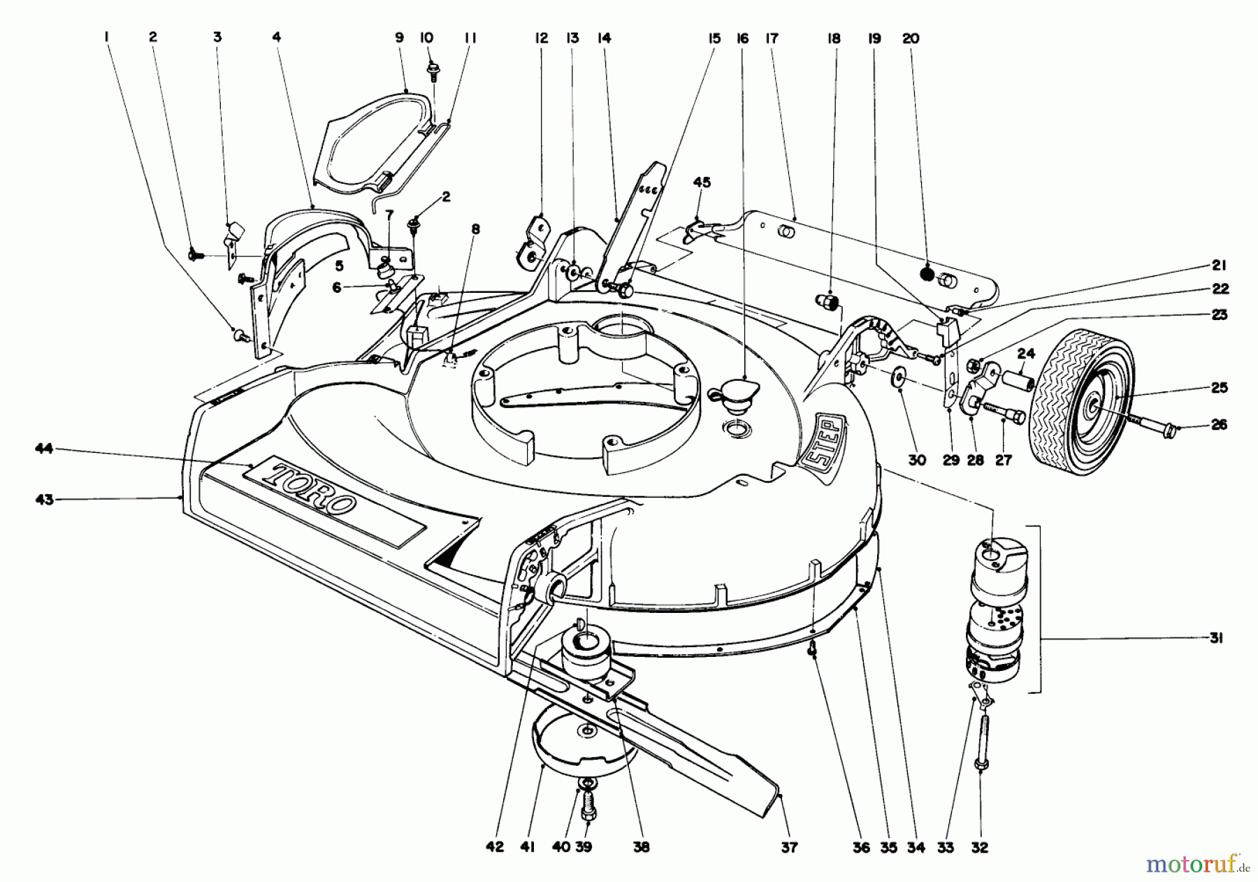  Toro Neu Mowers, Walk-Behind Seite 2 21073 - Toro Guardian Lawnmower, 1973 (3000001-3999999) HOUSING ASSEMBLY MODEL 21273