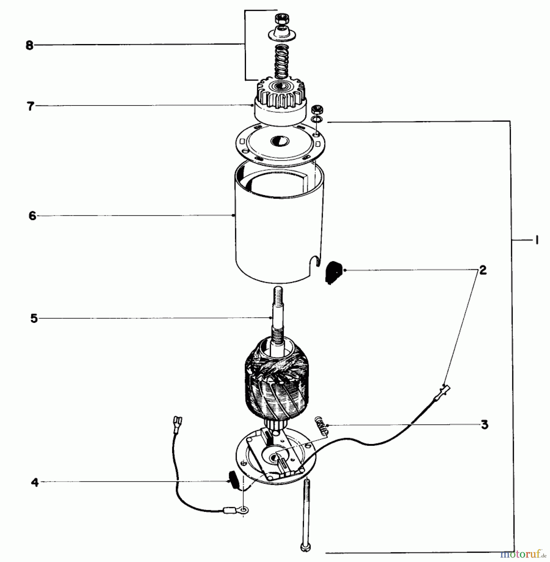  Toro Neu Mowers, Walk-Behind Seite 2 21100 - Toro Whirlwind Lawnmower, 1968 (8000001-8999999) STARTER MOTOR AND PINION