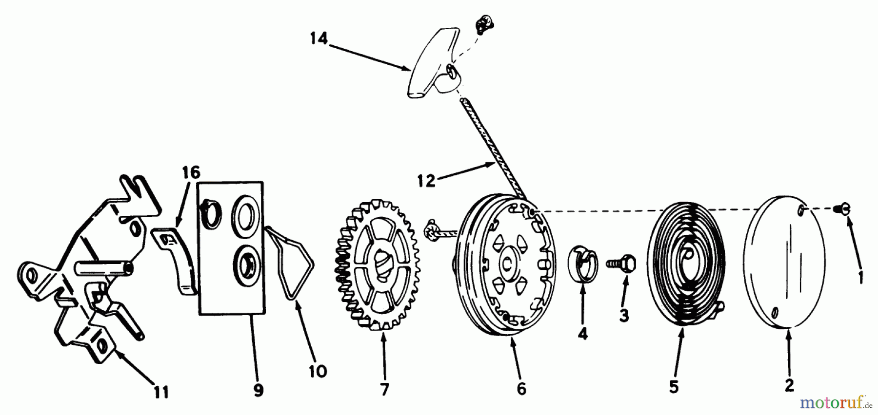  Toro Neu Mowers, Walk-Behind Seite 2 21500 - Toro Guardian Lawnmower, 1976 (6000001-6999999) REWIND STARTER N0. 590519