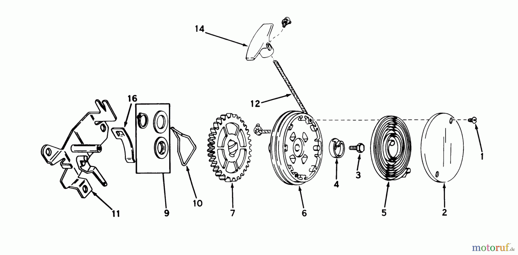  Toro Neu Mowers, Walk-Behind Seite 2 21647 - Toro Guardian Lawnmower, 1977 (7000001-7999999) REWIND STARTER NO. 590519 (MOWER MODEL NO. 21647) (ENGINE NO. TNT 100-10055A)