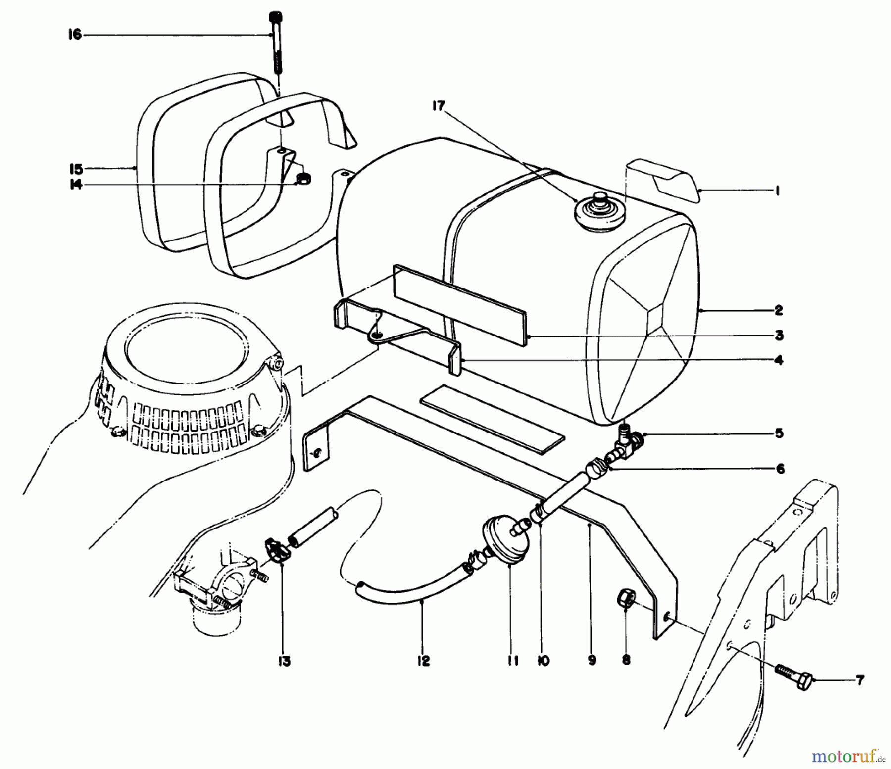  Toro Neu Mowers, Walk-Behind Seite 2 22025 - Toro Lawnmower, 1986 (6000001-6999999) GAS TANK ASSEMBLY