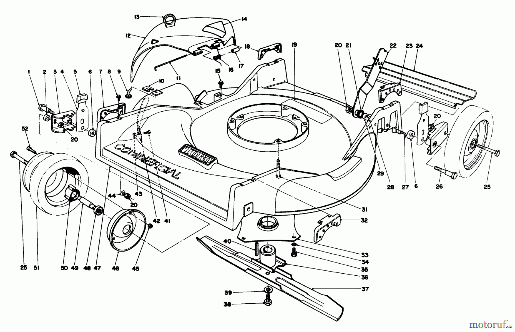  Toro Neu Mowers, Walk-Behind Seite 2 22026 - Toro Side Discharge Mower, 1992 (2000001-2999999) HOUSING & WHEEL ASSEMBLY