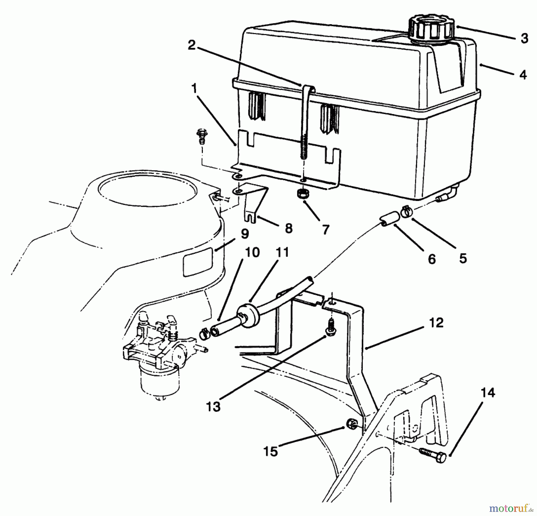  Toro Neu Mowers, Walk-Behind Seite 2 22026 - Toro Side Discharge Mower, 1994 (4900001-4999999) FUEL TANK ASSEMBLY