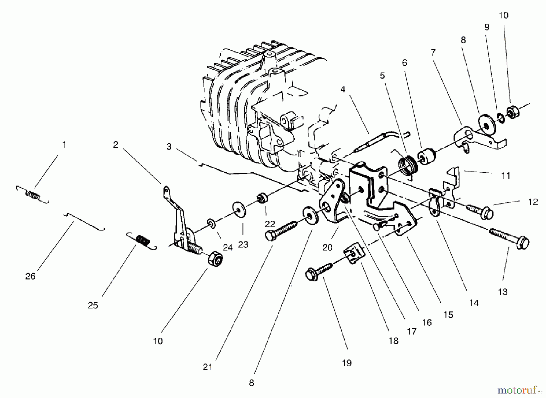  Toro Neu Mowers, Walk-Behind Seite 2 22026 - Toro Side Discharge Mower, 1997 (7900001-7999999) GOVERNOR ASSEMBLY (MODEL NO. 47PT6-3)