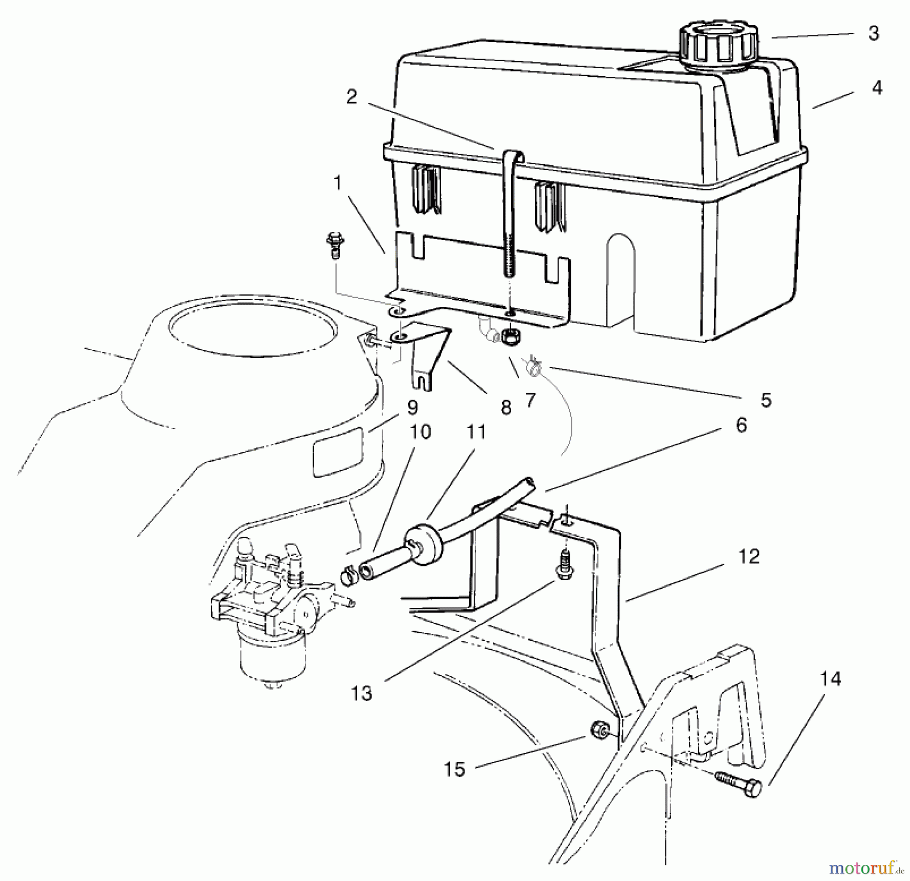  Toro Neu Mowers, Walk-Behind Seite 2 22026 - Toro Side Discharge Mower, 2000 (200000001-200999999) FUEL TANK ASSEMBLY