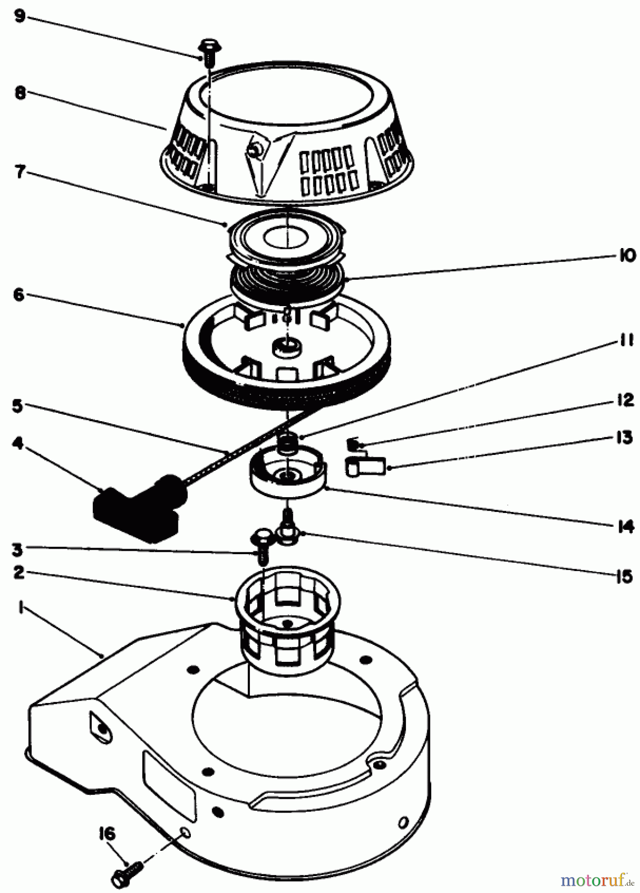  Toro Neu Mowers, Walk-Behind Seite 2 22030 - Toro Lawnmower, 1986 (6000001-6999999) RECOIL STARTER ASSEMBLY