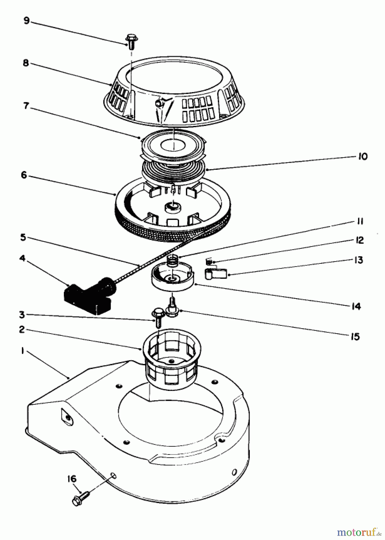  Toro Neu Mowers, Walk-Behind Seite 2 22036 - Toro Lawnmower, 1992 (2000001-2999999) RECOIL ASSEMBLY (MODEL NO. 47PM1-3)